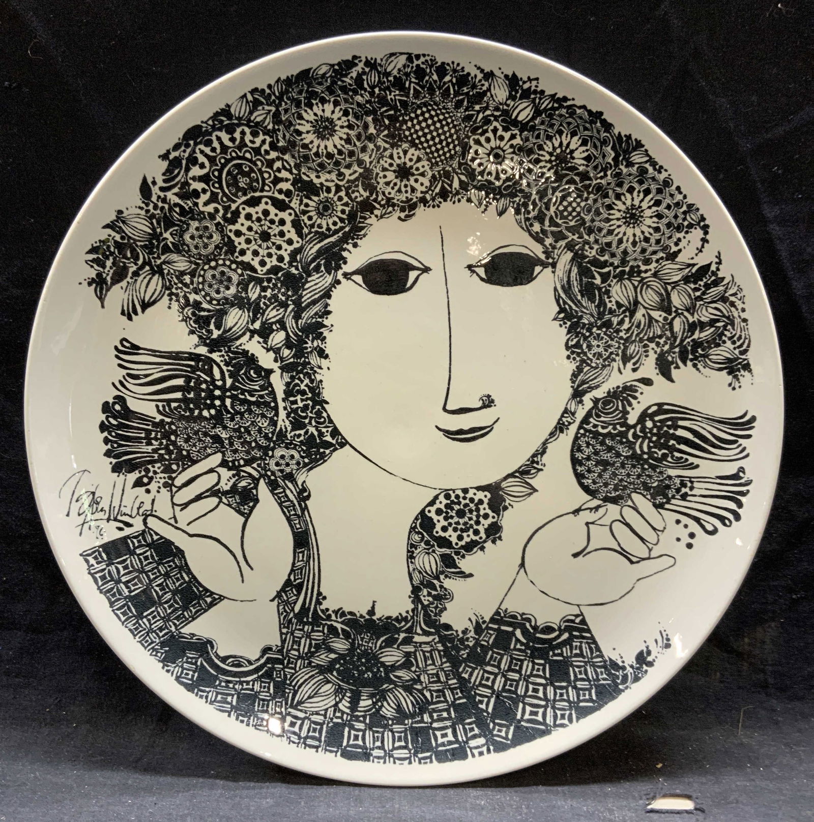 NYMOLLE WIINBLAD Figural Art Pottery Display Plate (1 of 7)