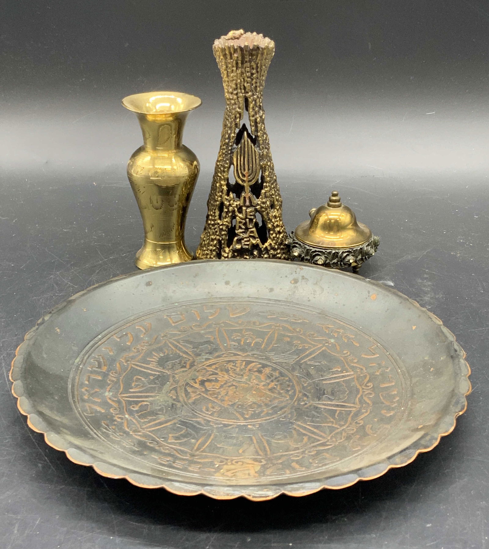 4 Vintage Metal Tabletop Accessories, Plate &more (1 of 11)