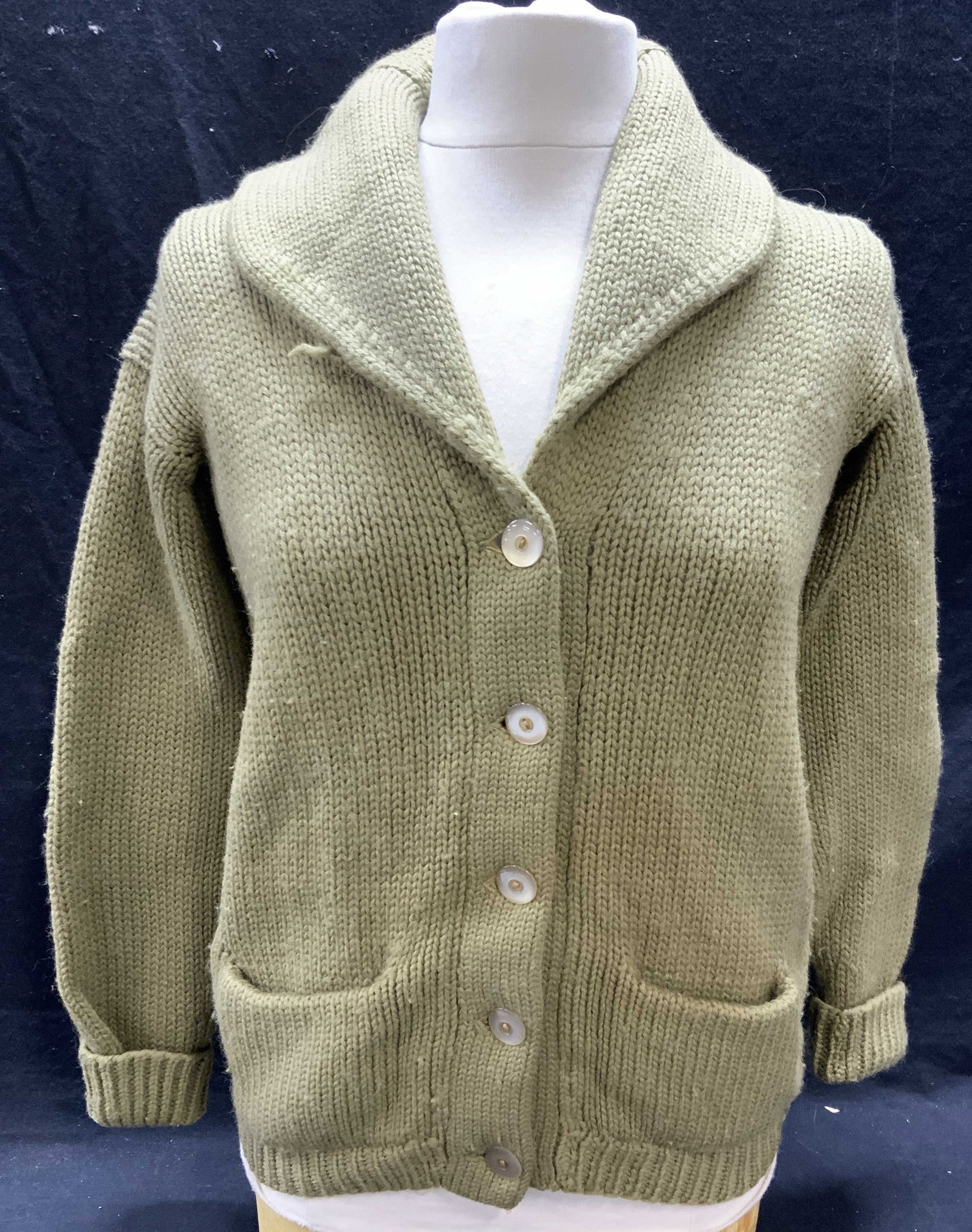 Green Knit Wool Cardigan Sweater (1 of 6)