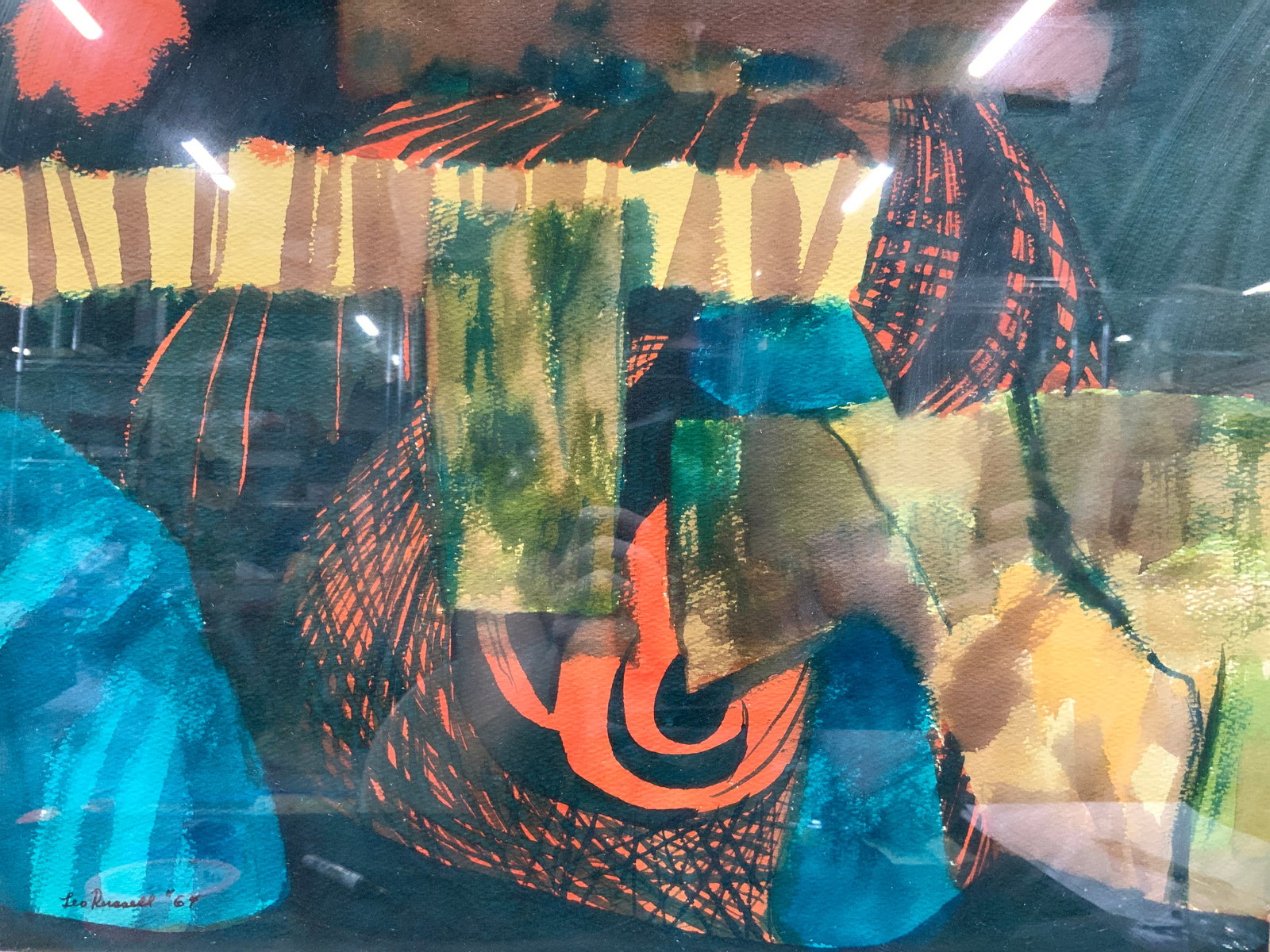 LEO RUSSELL Signed Abstract Watercolor Painting (1 of 9)