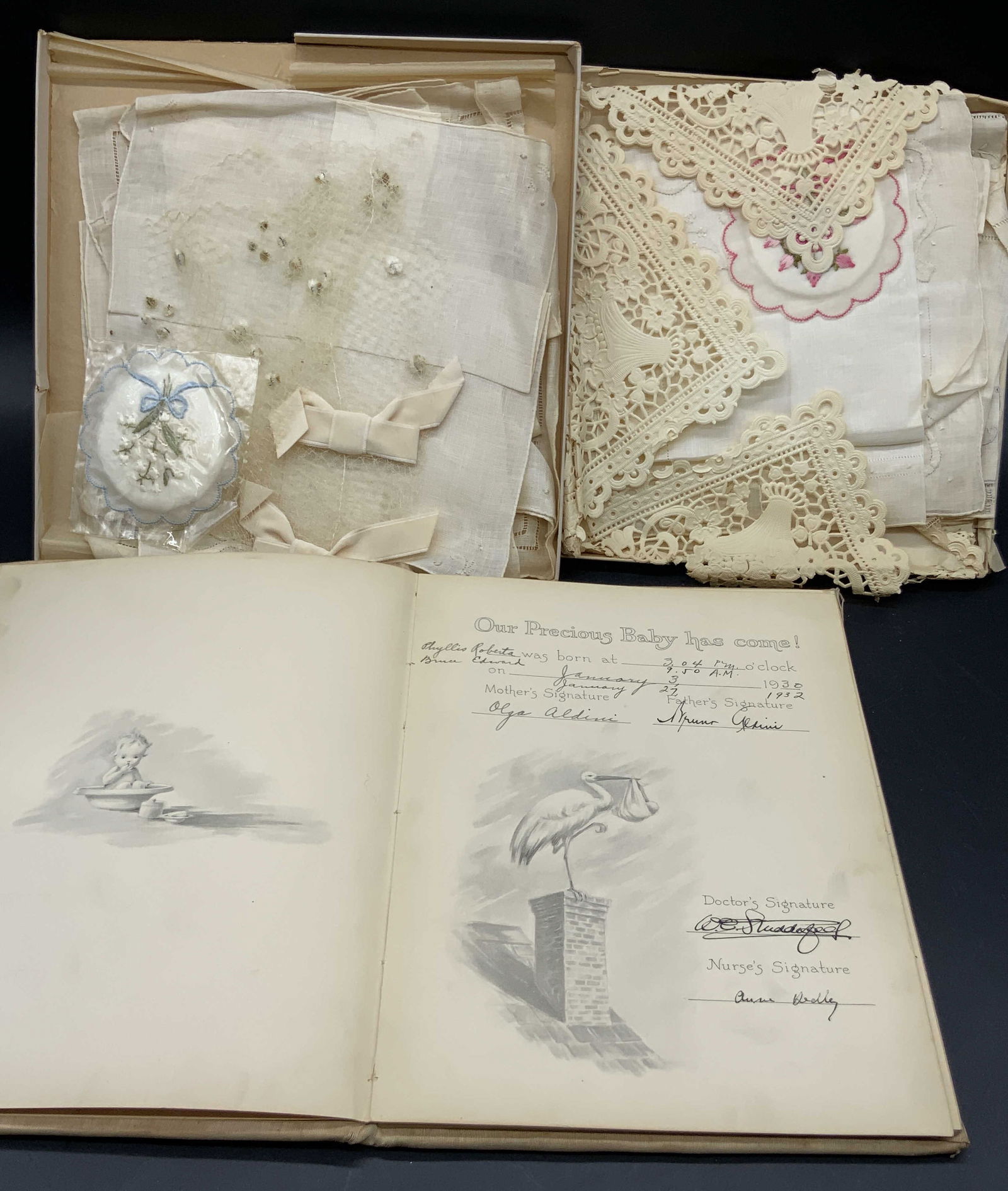 Grp Vintage Table Linens & Baby Book, Desco &more (1 of 12)