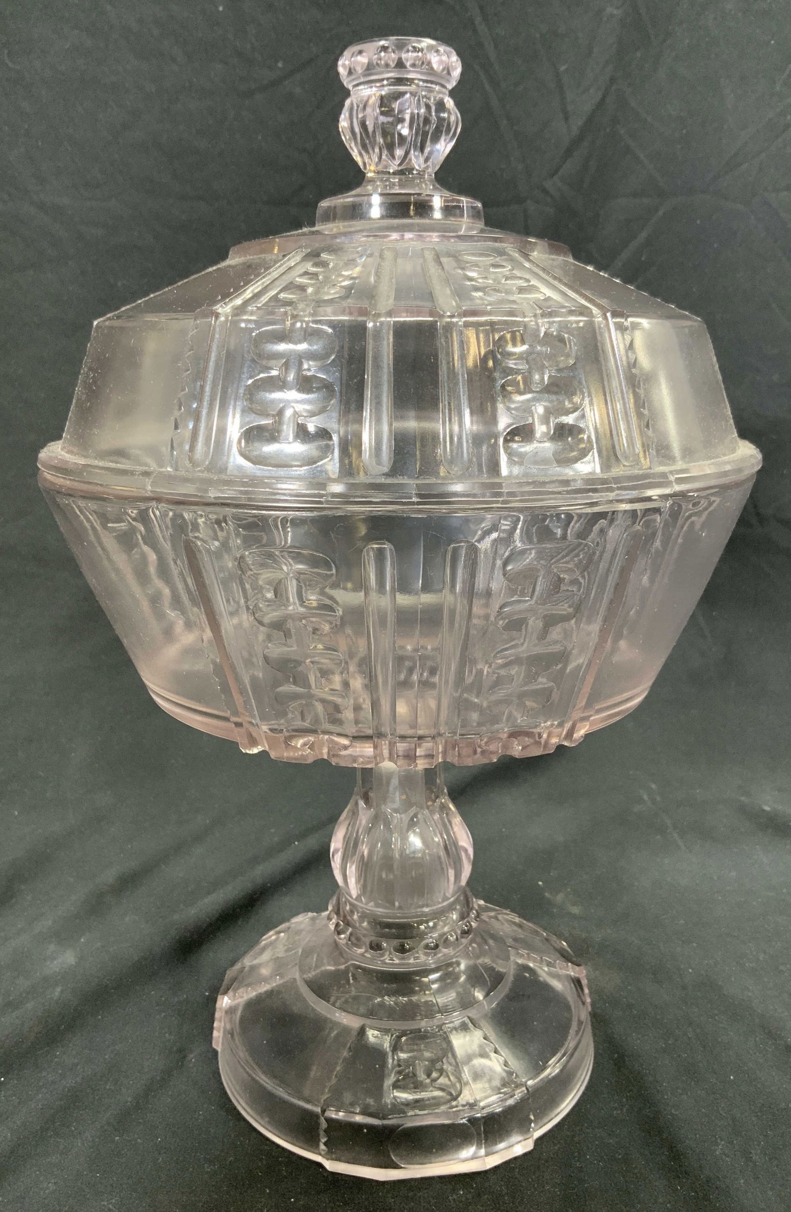 Pedestaled Art Glass Vessel W Lid (1 of 6)