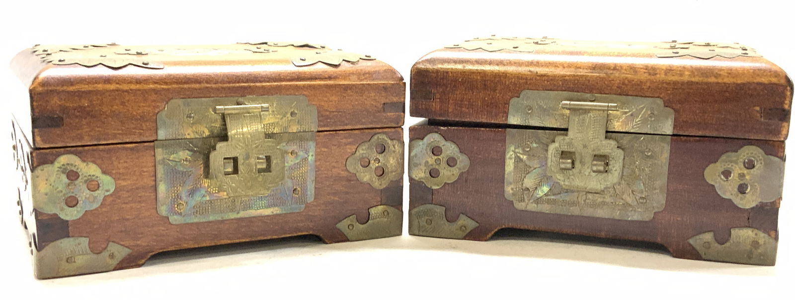 2 Asian Wood & Brass Jewelry Boxes (1 of 7)