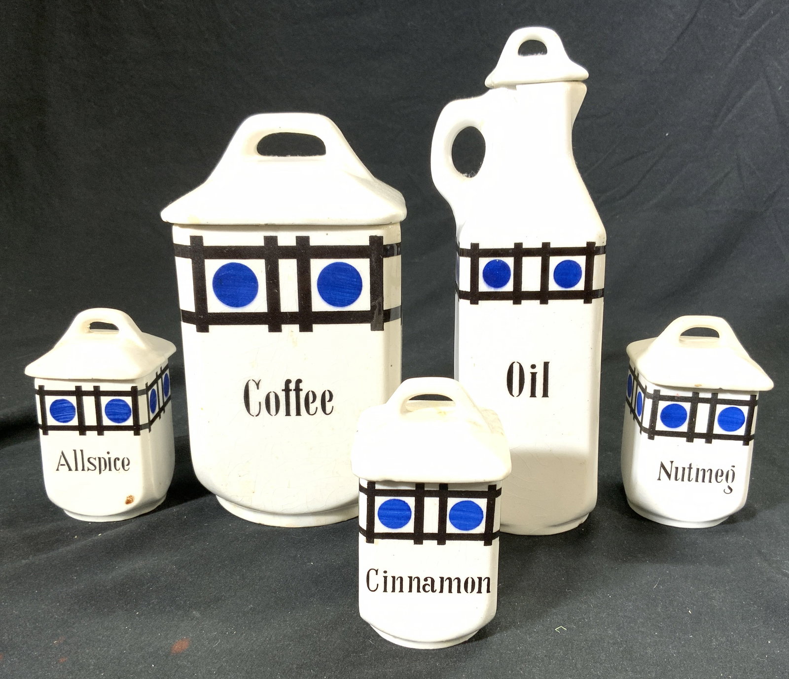 LUCIE Set 5 Lidded Porcelain Jars Canisters (1 of 7)
