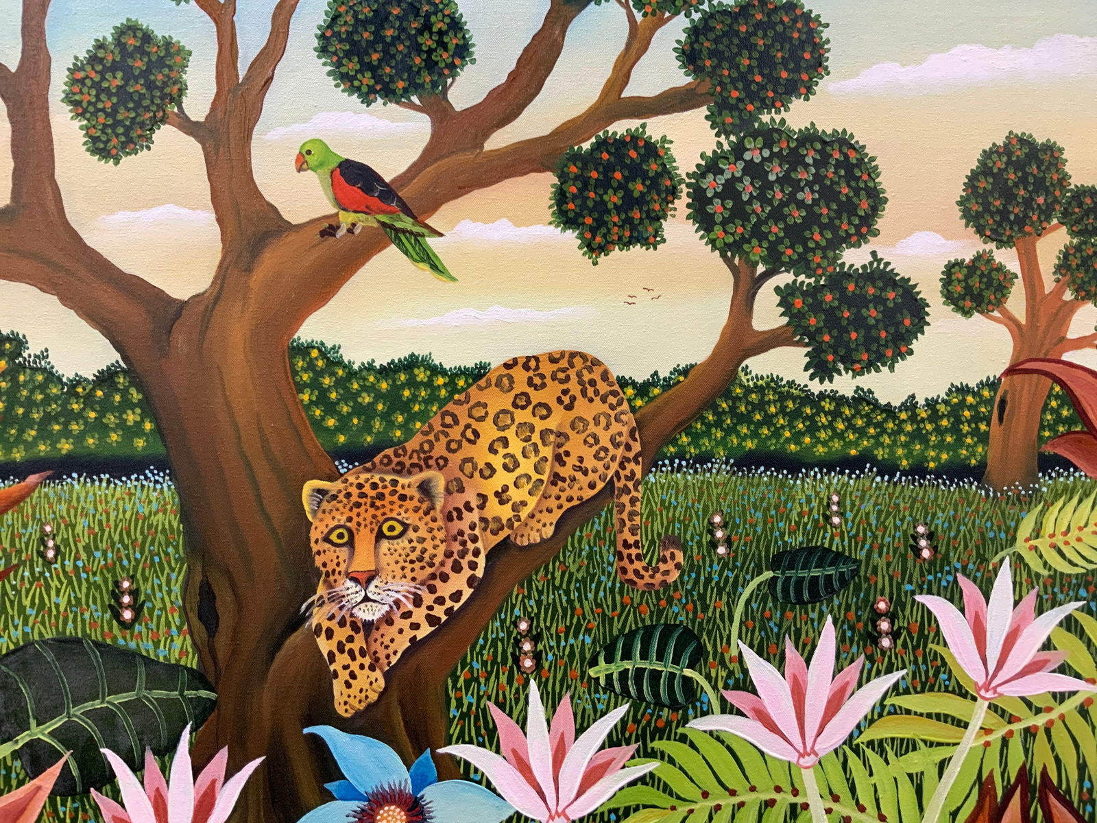 PARADIS Signed Leopard Jungle Oil Painting (1 of 9)