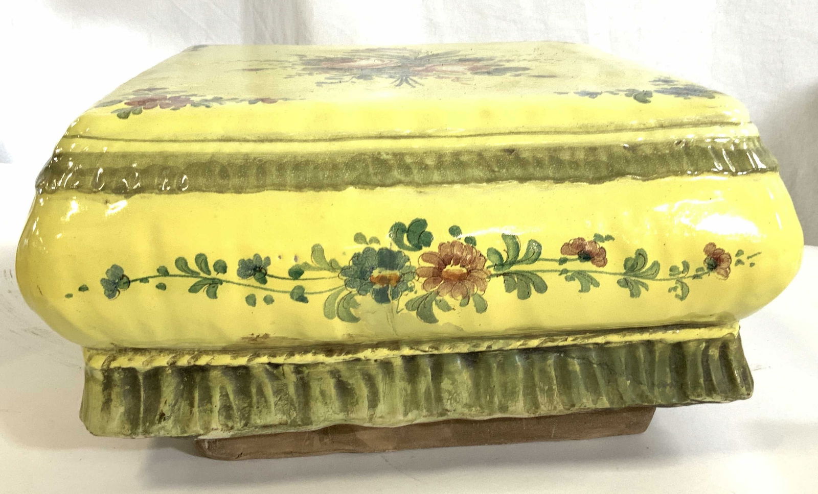 Hand Painted Terra Cotta Foot Stool Pillow (1 of 9)