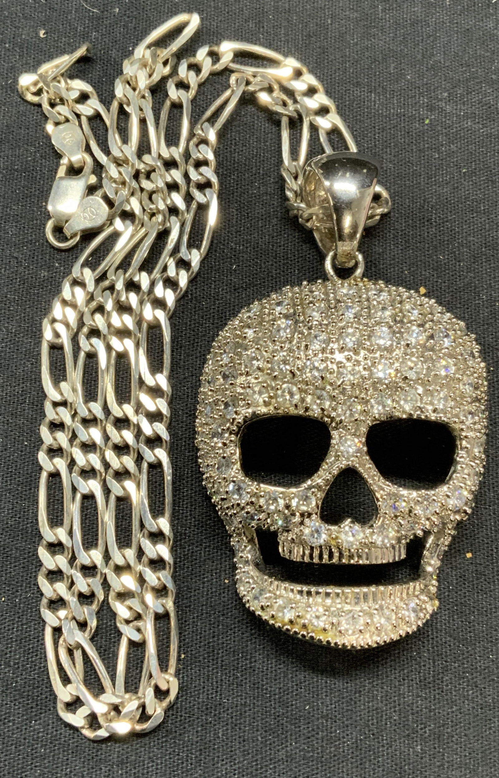 Signed Sterling Silver Crystal Skull Necklace (1 of 6)