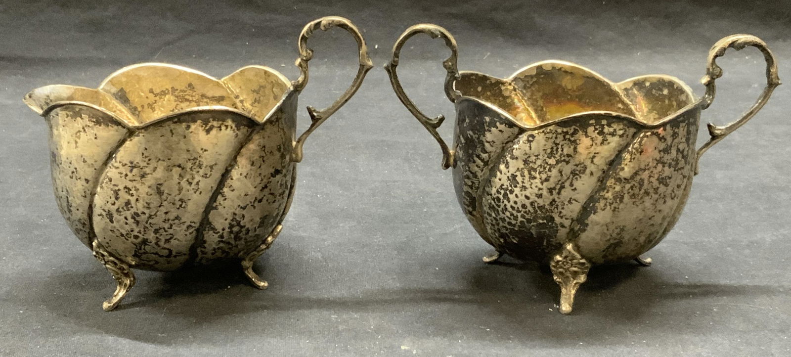 Lot 2 Hallmarked .800 Silver Sugar Bowl & Creamer (1 of 9)