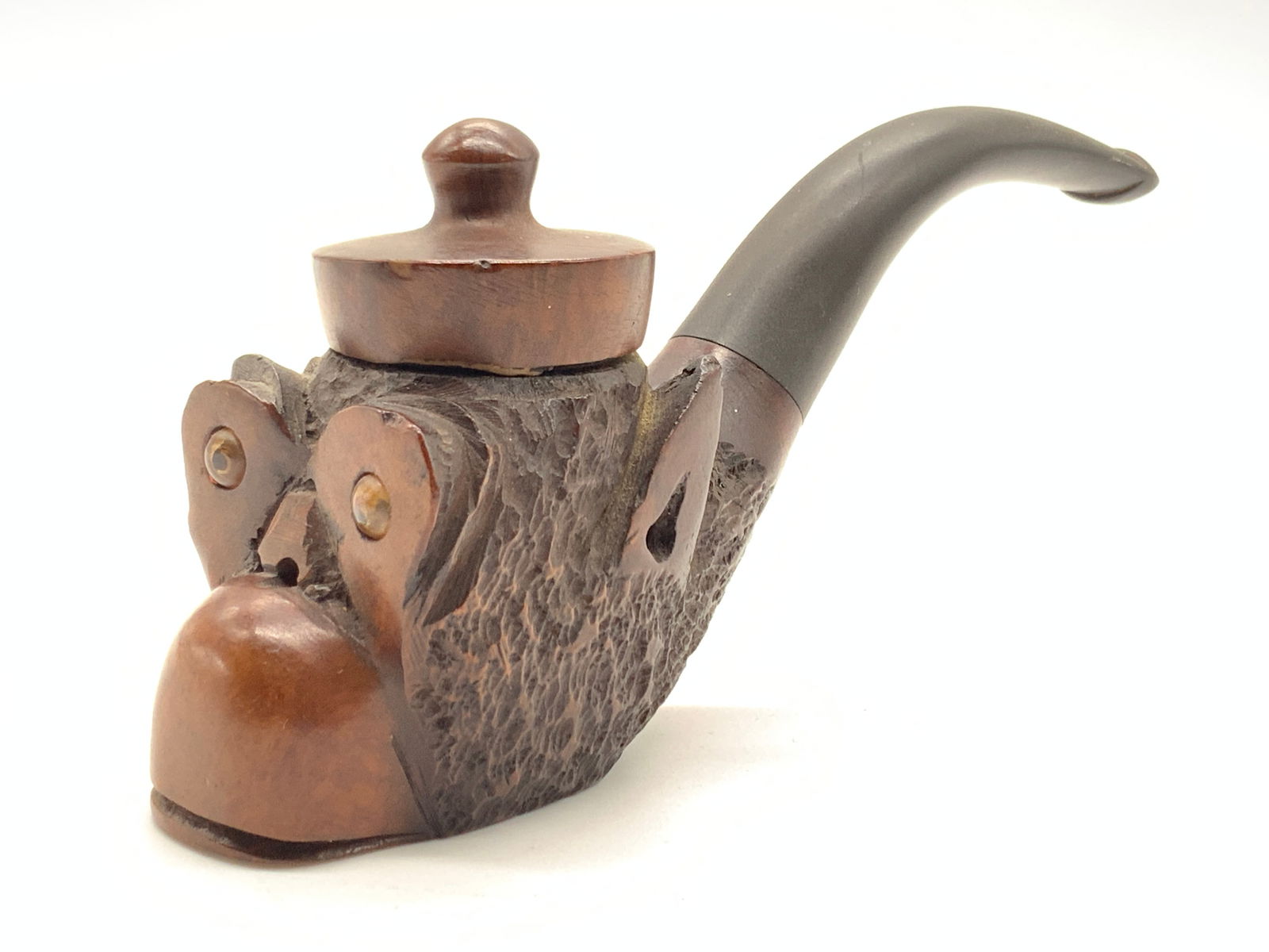 Wally Frank Signed Carved Briar Wood Monkey Pipe (1 of 9)