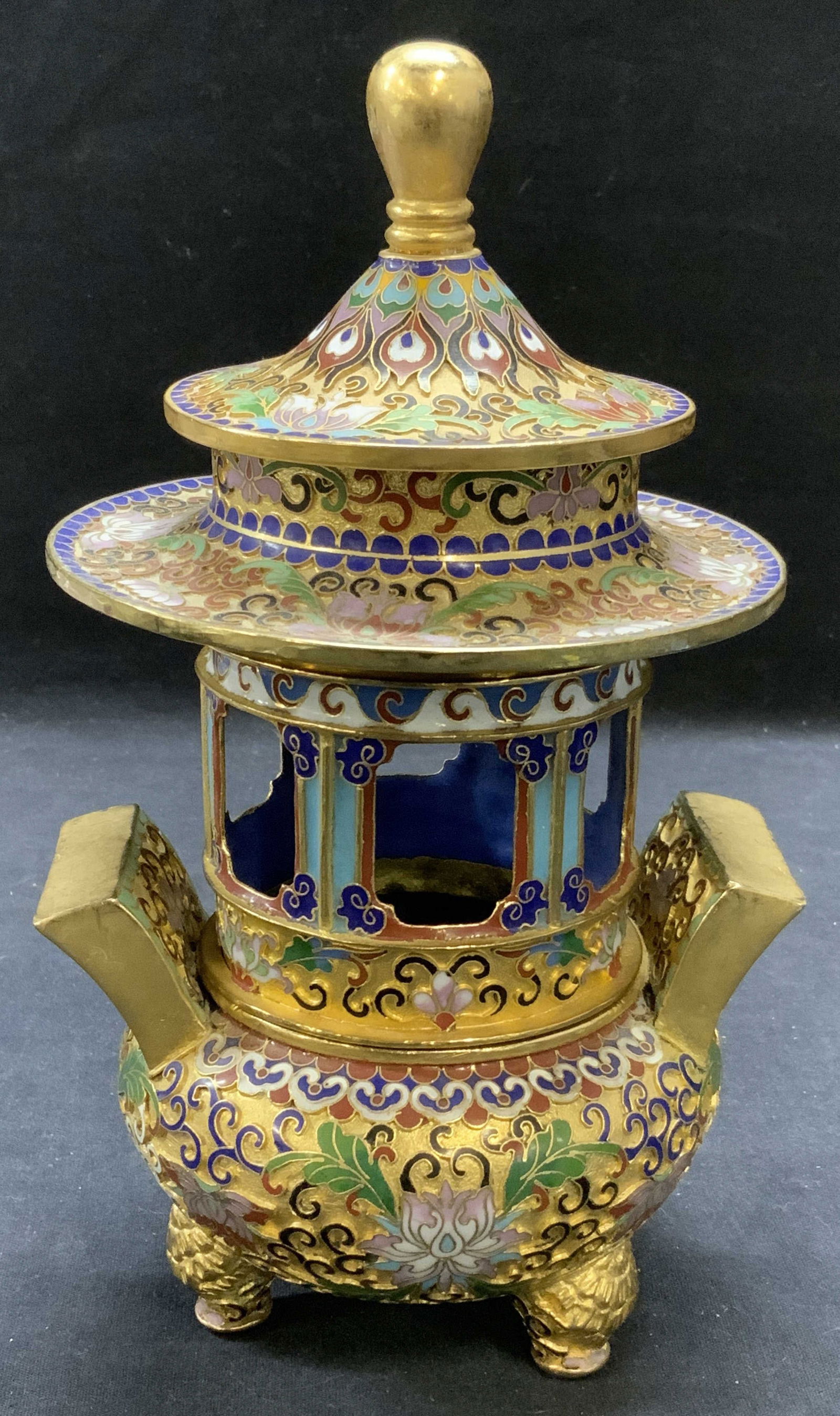 Asian Gilt Cloisonne Incense Burner (1 of 7)