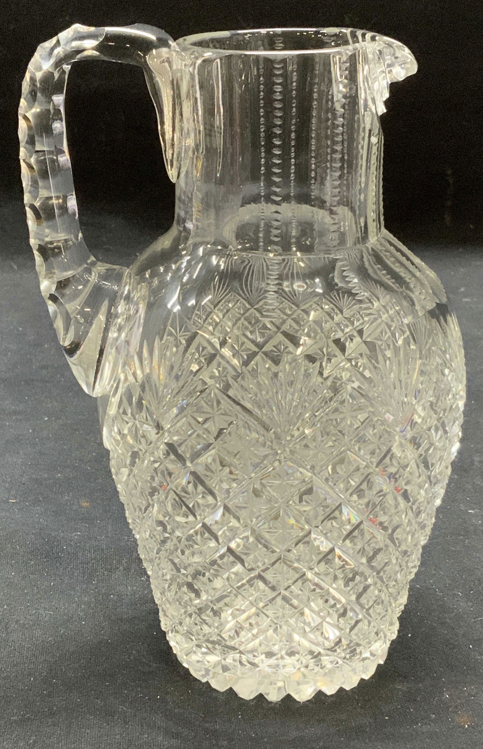 Hand Cut Diamond Pattern Crystal Pitcher (1 of 8)