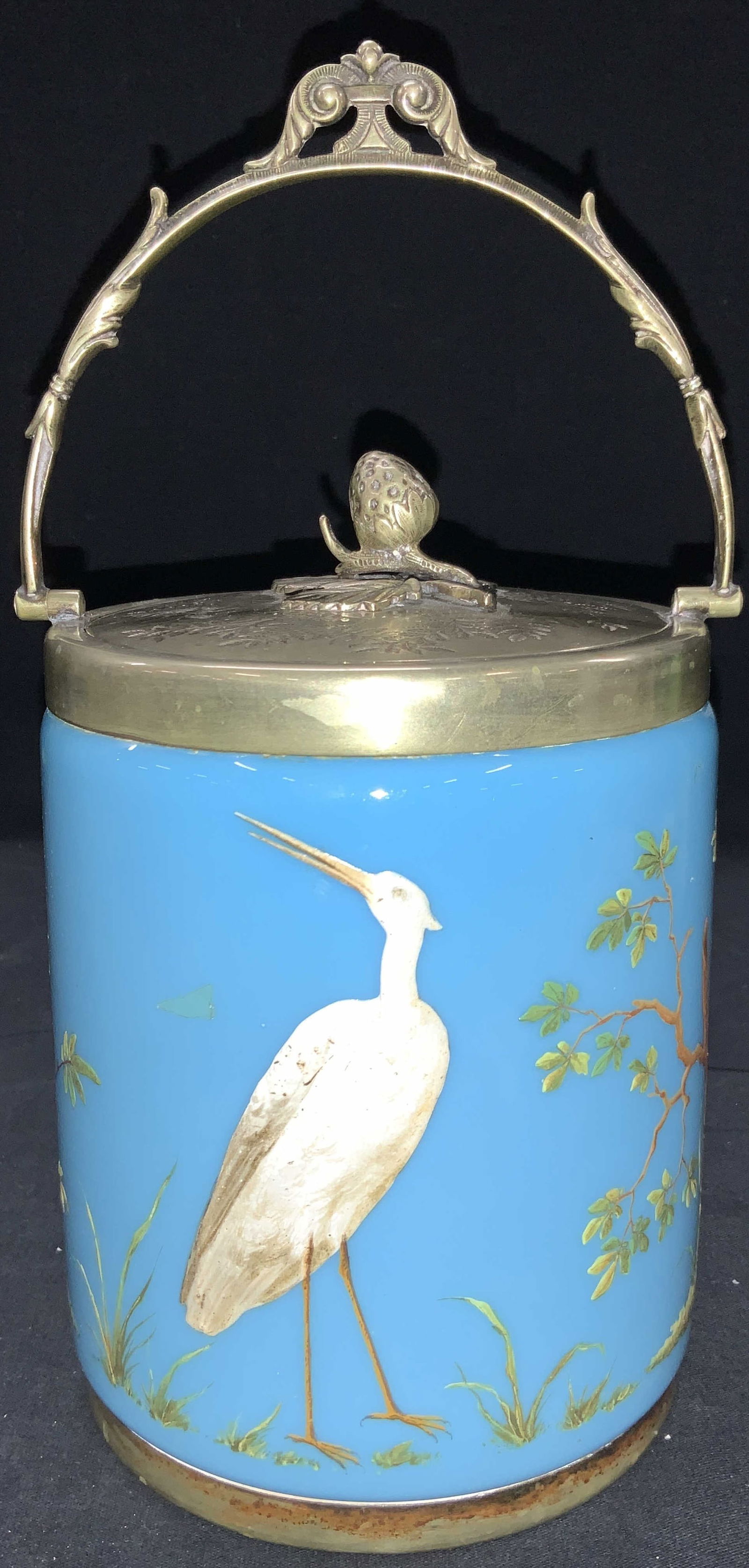 Antique Hand Painted Glass Ice Bucket Vessel (1 of 10)
