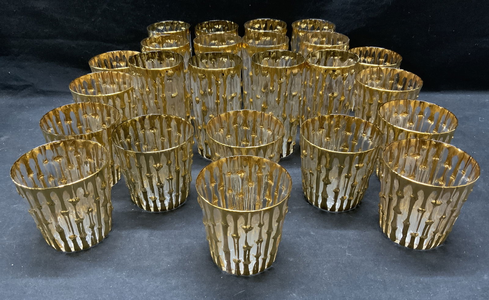 Set 24 Imperial Glass Gilt Bamboo Barware (1 of 7)