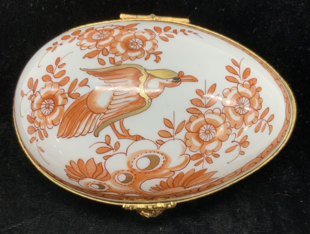 M.L. PARIS Hand Painted Porcelain Egg Box (1 of 6)