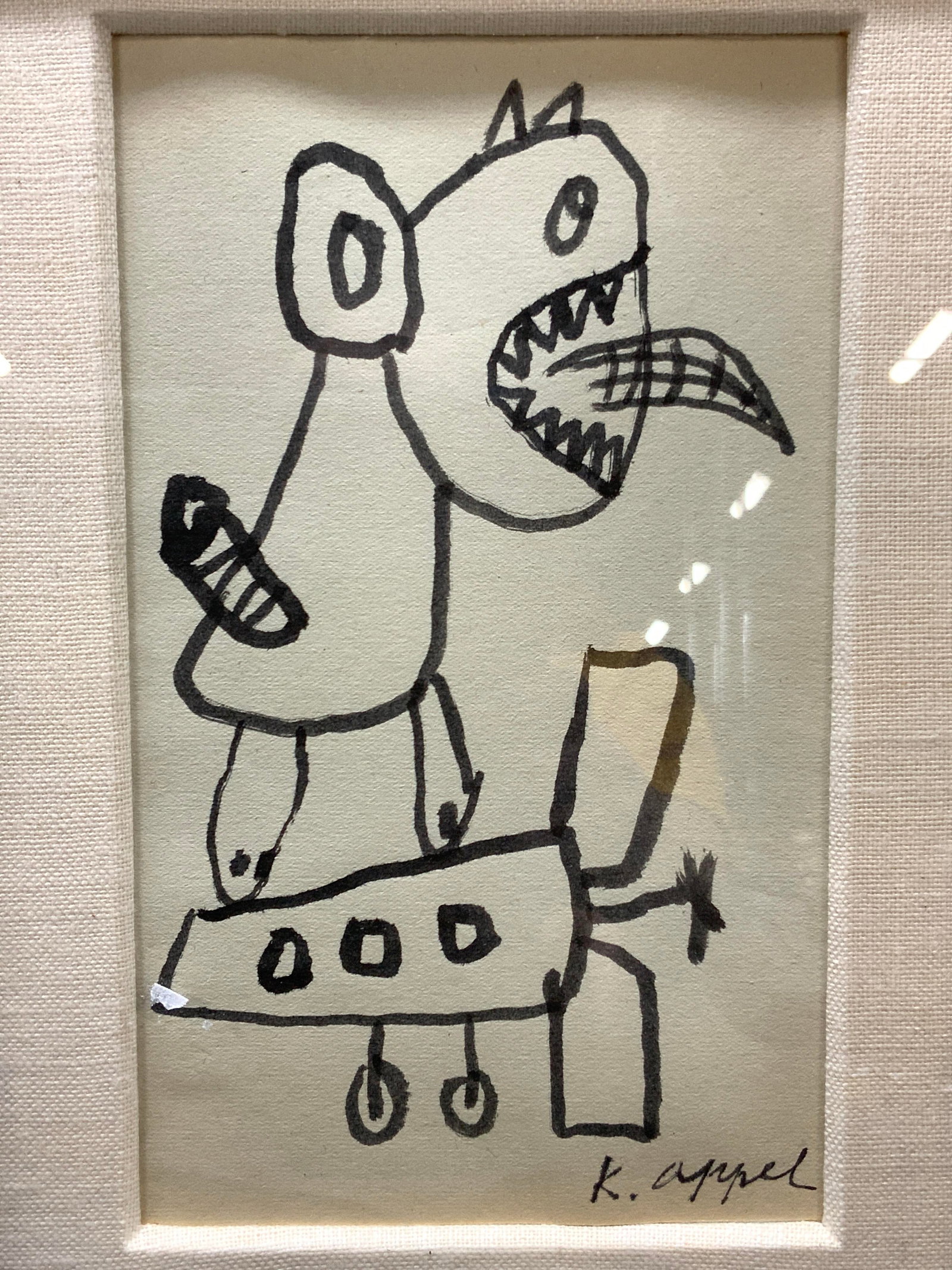 ATTR Karel Appel SGD Figure On Plane Ink Drawing (1 of 7)