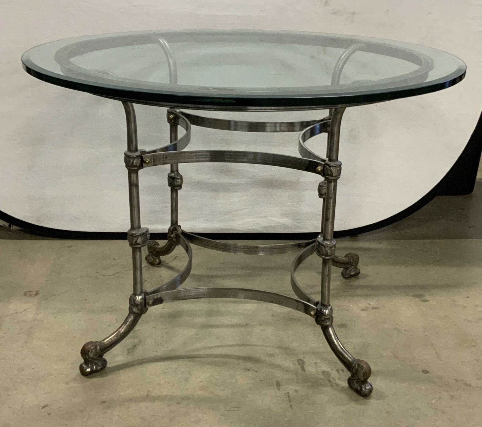 Vintage Iron Circular Glass Topped Dining Table (1 of 14)