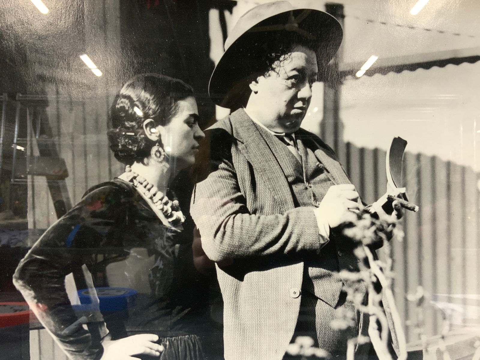 New York Times Archive Photo Frida Kahlo & Diego: Marked on lower right, embossed, The New York Times Photo Collection. Backside has paper that reads, Frida Kahlo & Diego Rivera, 1930. The New York Times Photo Archives. Depicts a black and white silv