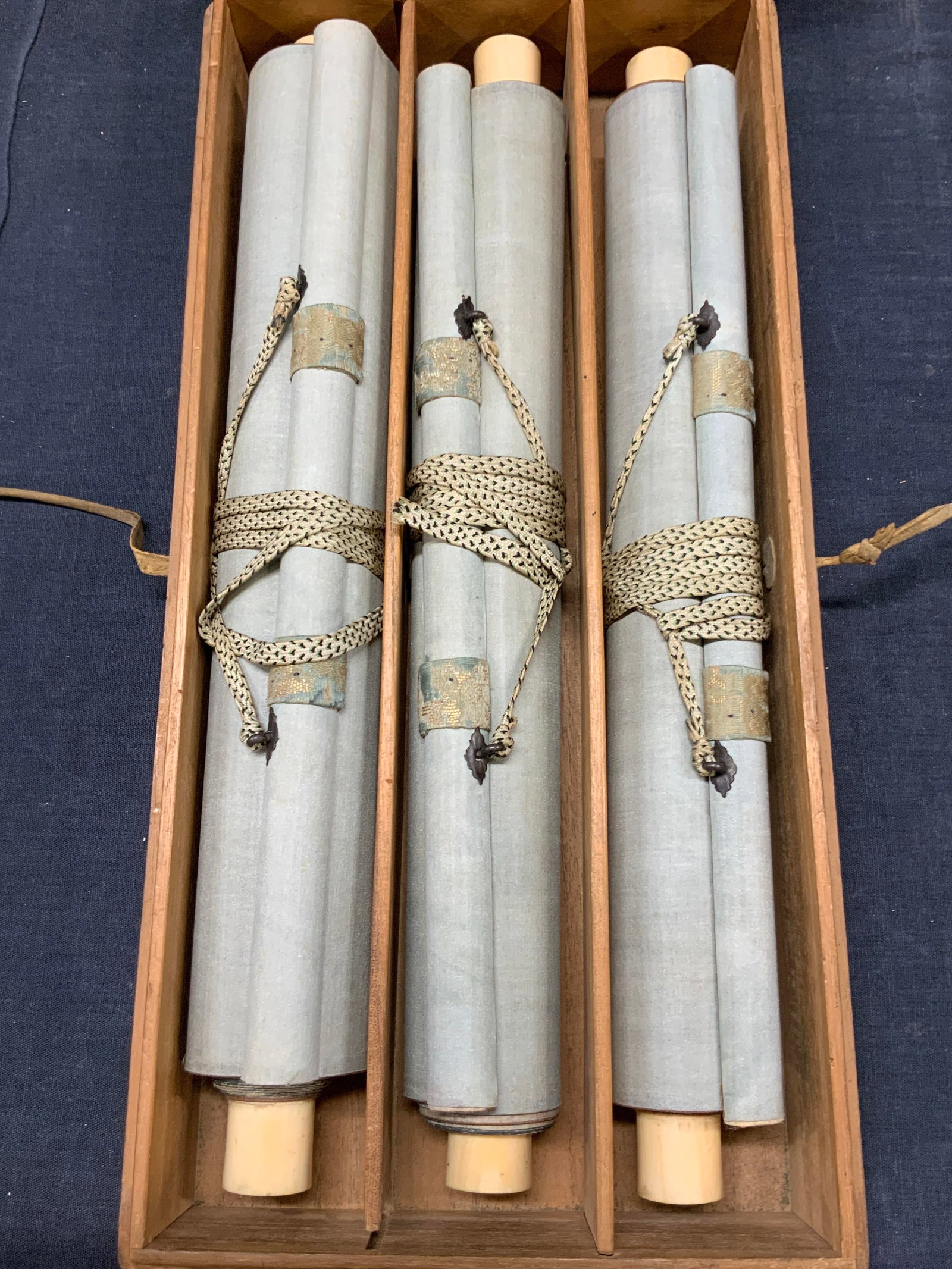 Set3 Vintg Japanese Stamped Wall Scrolls W Box 6ft (1 of 17)