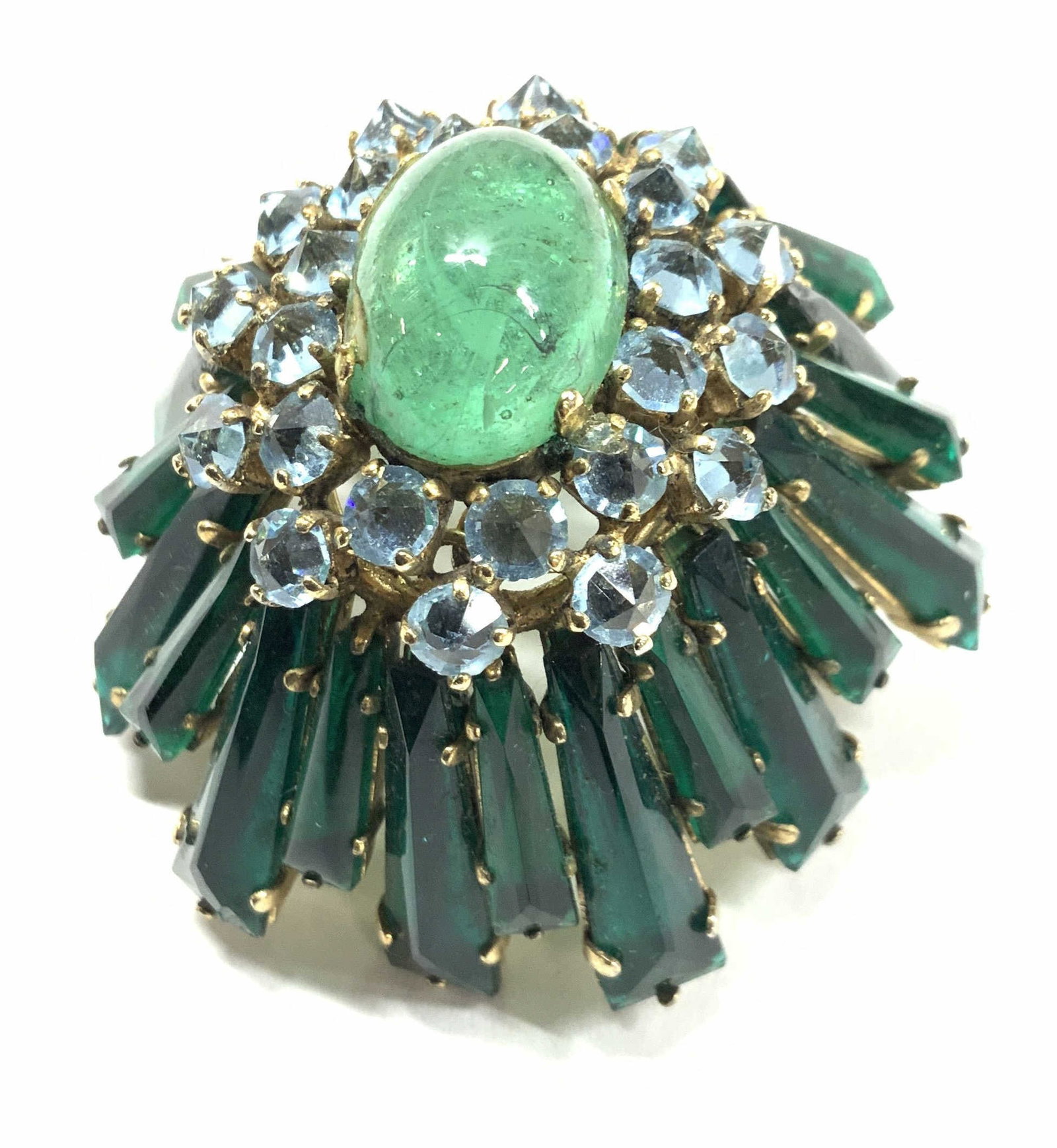 Vintage SCHREINER Blue Crystal Ruffle Brooch (1 of 8)