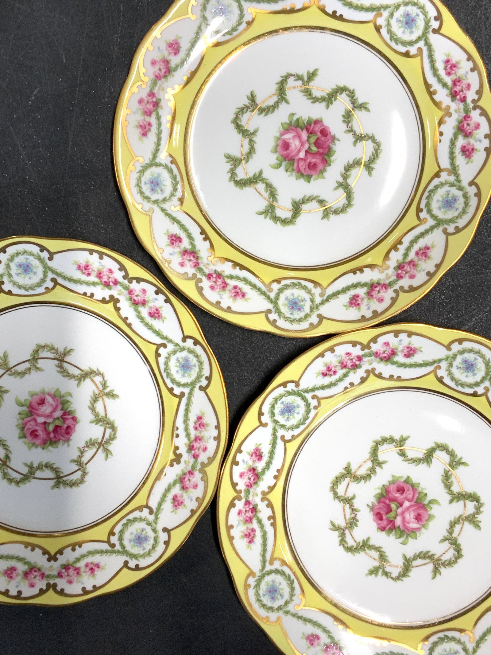 AYNSLEY England Yellow Gilt Porcelain Plates, 12 (1 of 8)