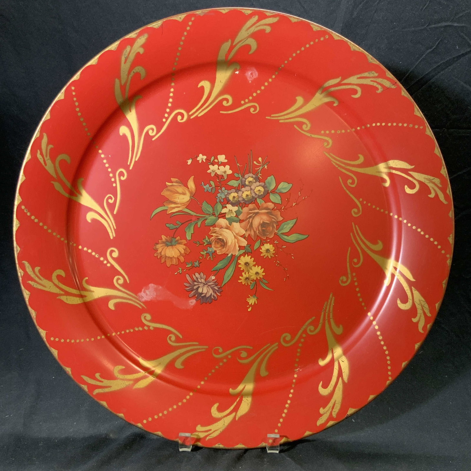 Metal Toleware Serving Dish Plate Holiday Decor (1 of 7)