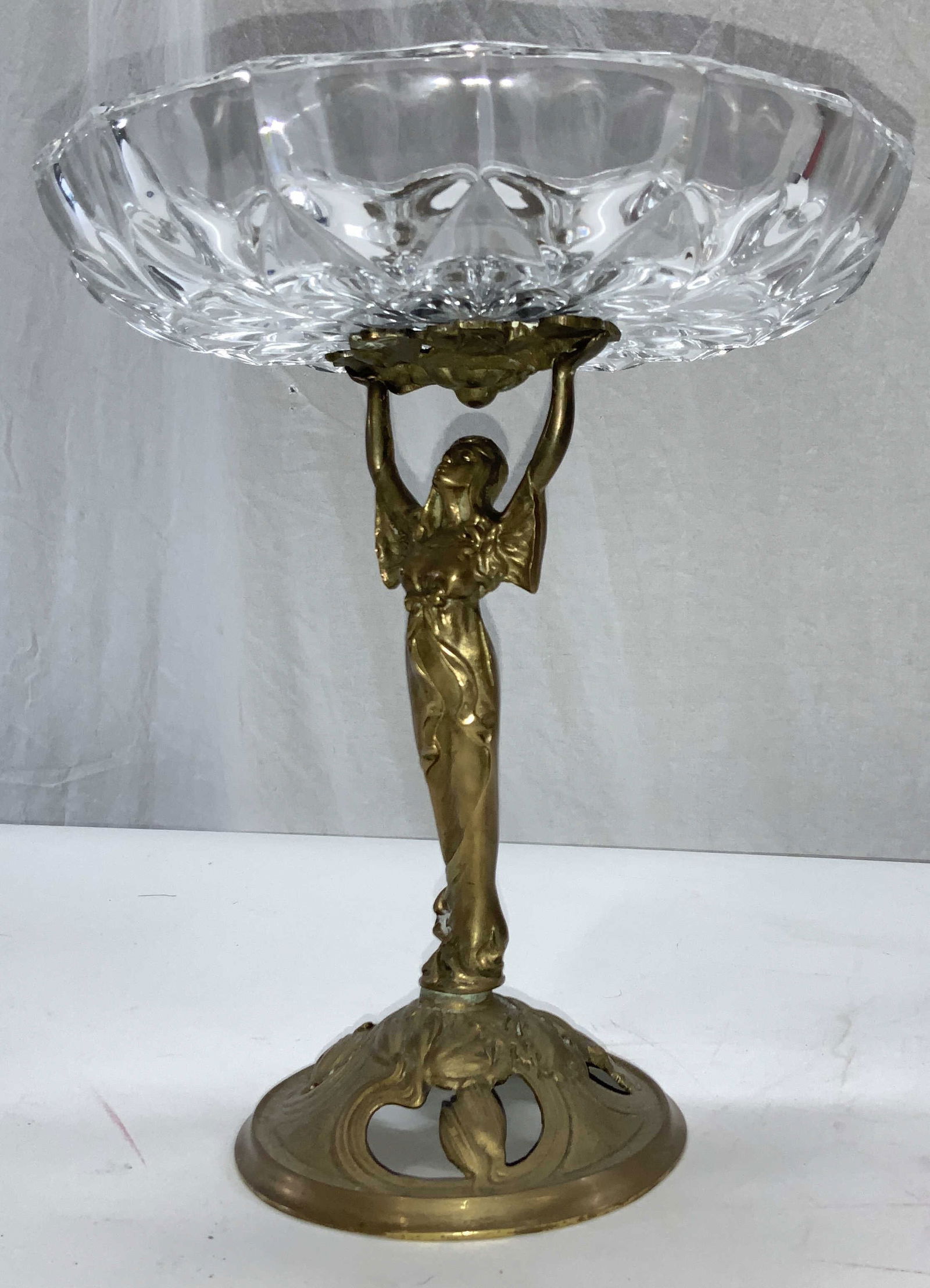 Art Nouveau Gilt Bronze Fairy Crystal Tazza, ITL (1 of 9)