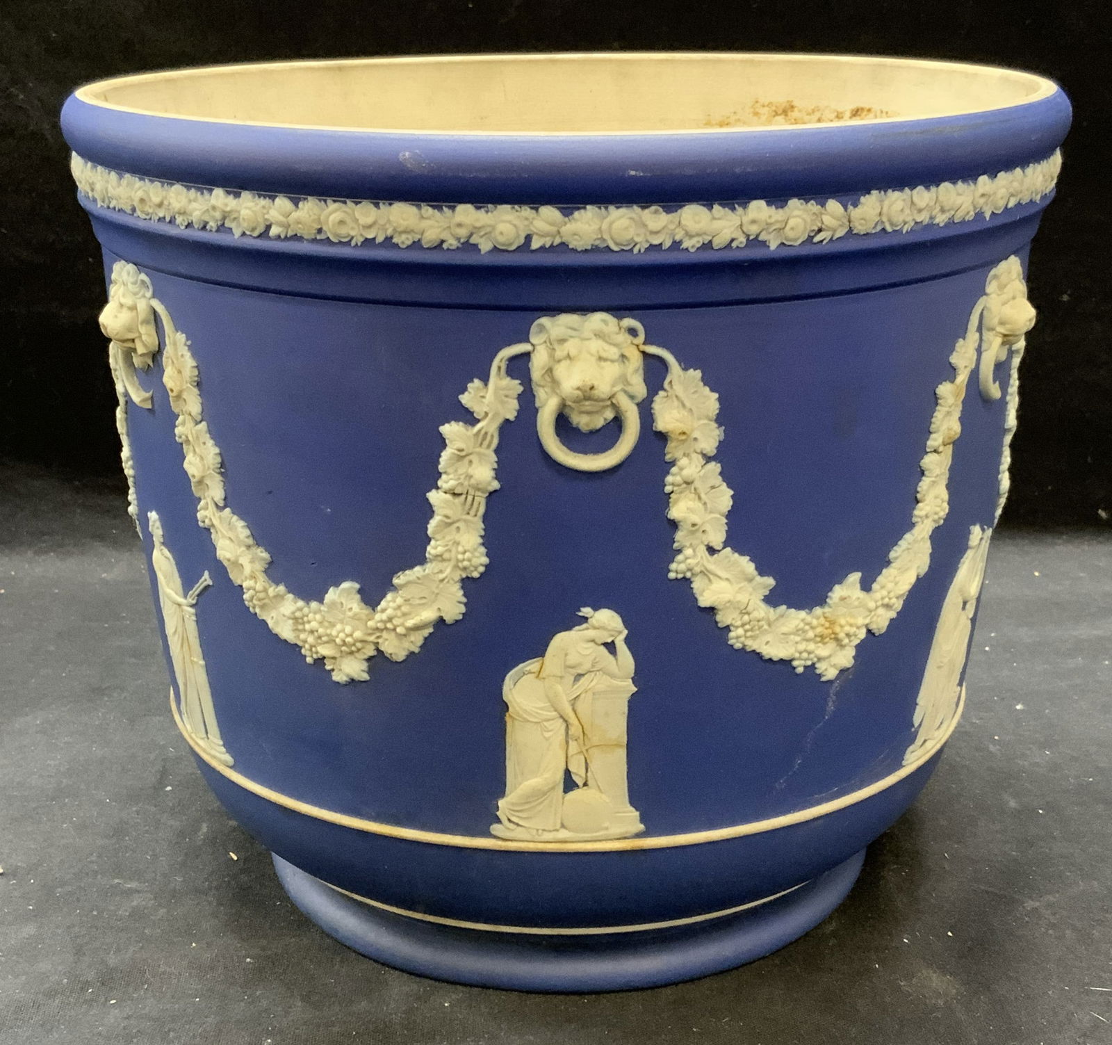 Vintage Wedgwood Cobalt Jasperware Cachepot (1 of 9)