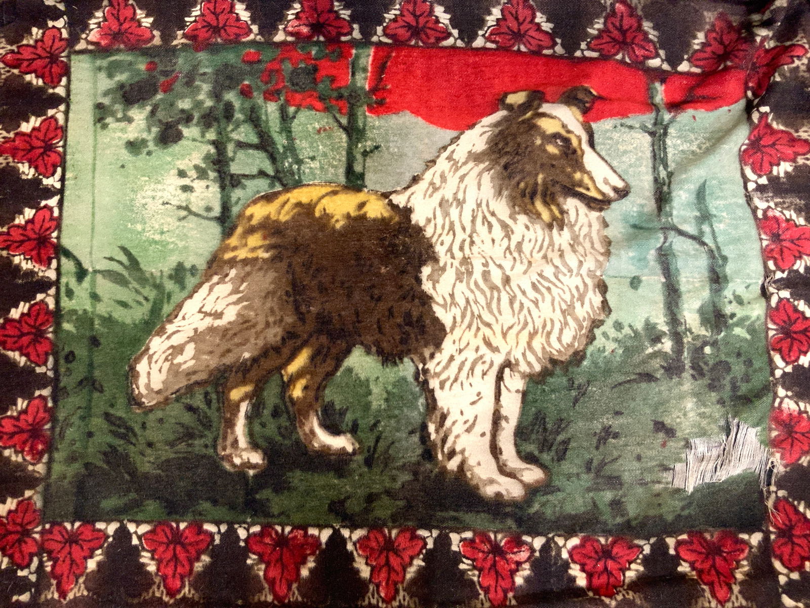 Antique Wool Blanket w Sheep Dog (1 of 7)