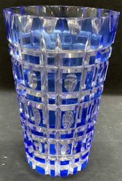 Blue to Clear Cut Crystal Vase