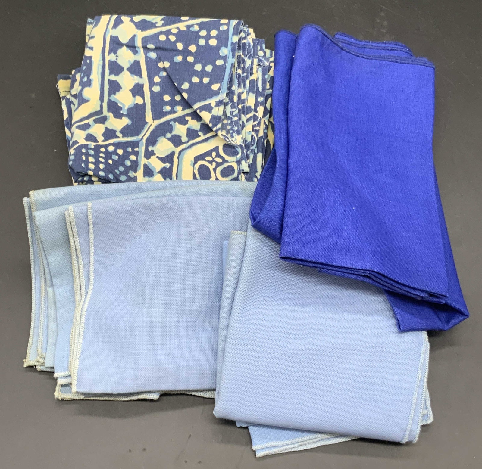 Group Lot 17 Solid Blue & Patterned Table Napkins (1 of 7)