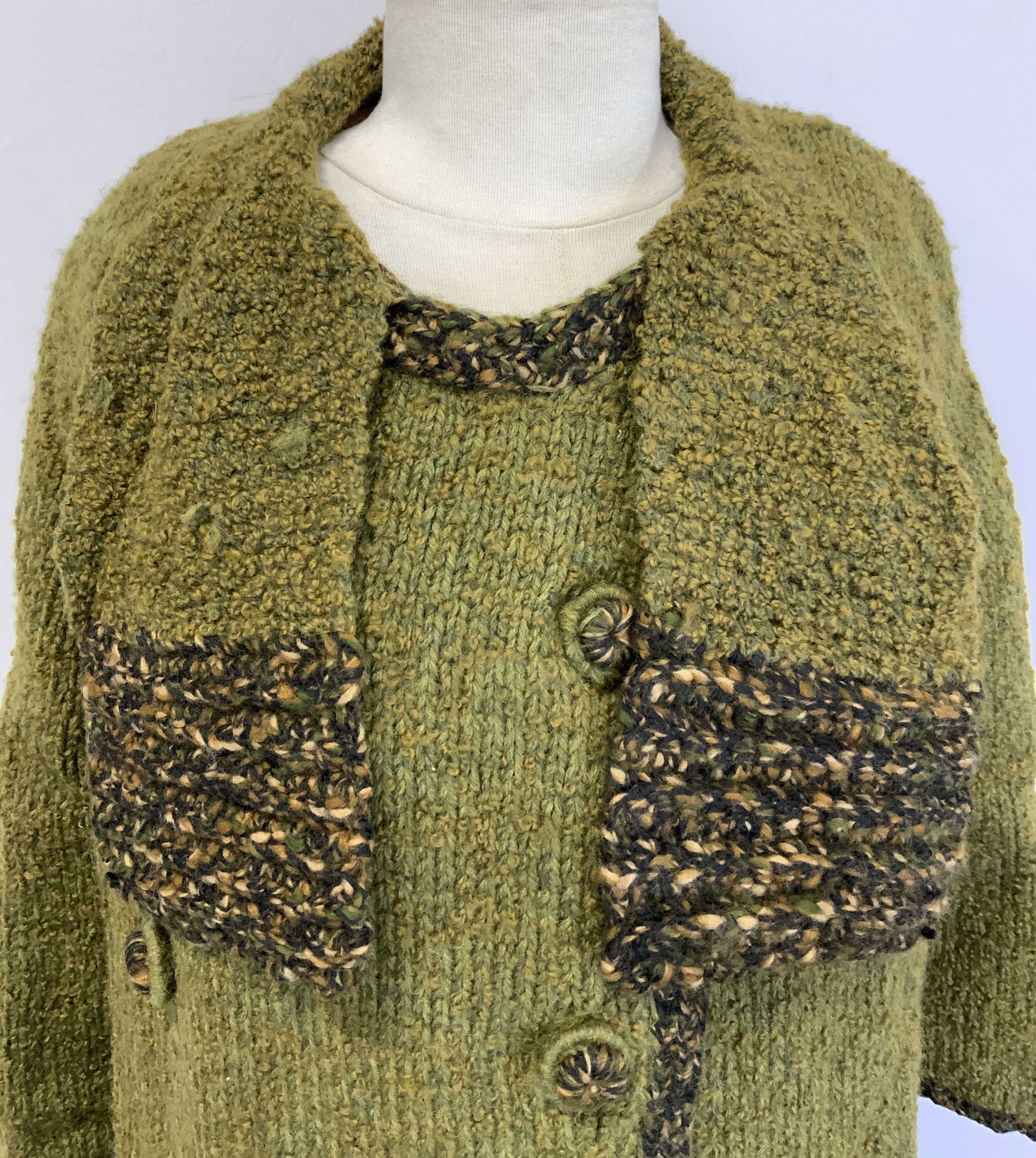 Vintage Green Wool Knit Coat (1 of 7)