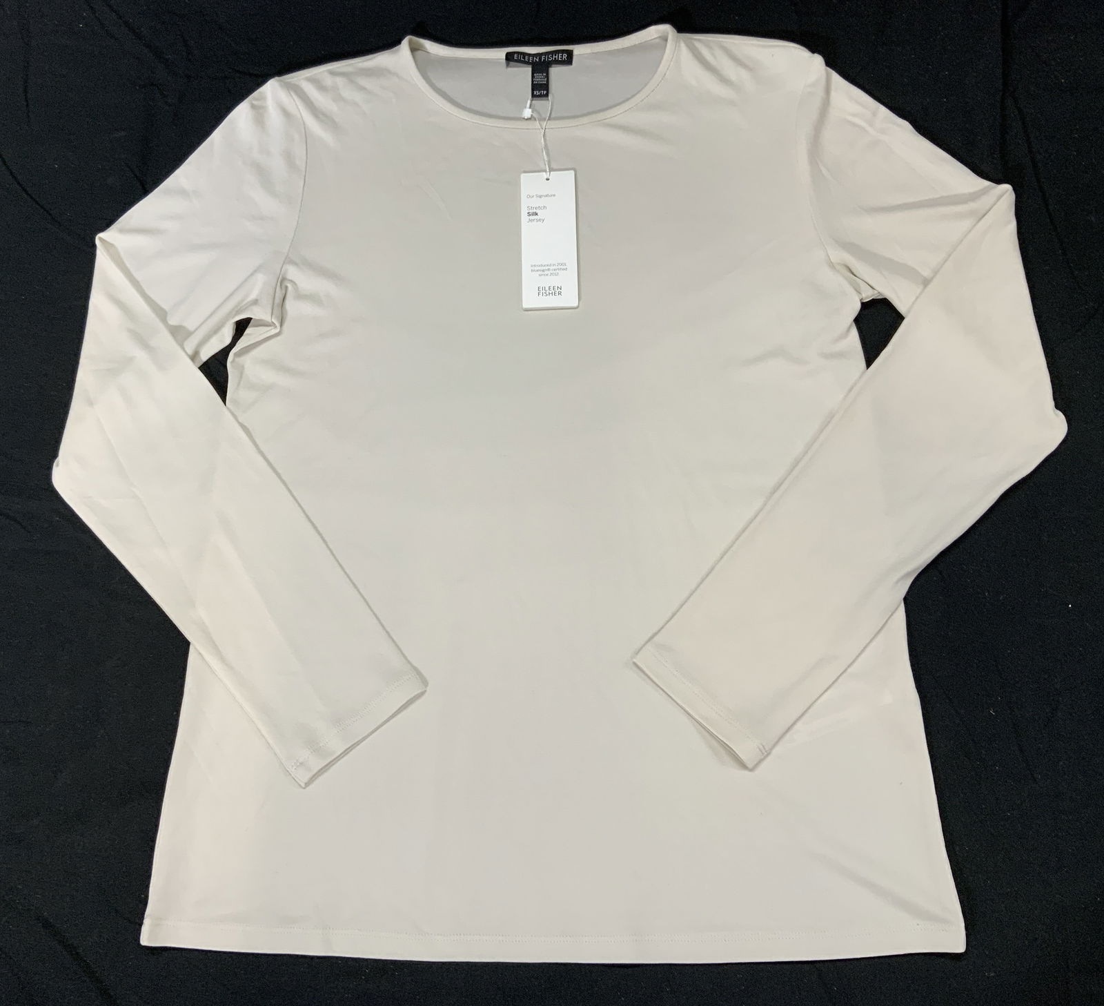 EILEEN FISHER White Stretch Silk Jersey Top NWT (1 of 6)