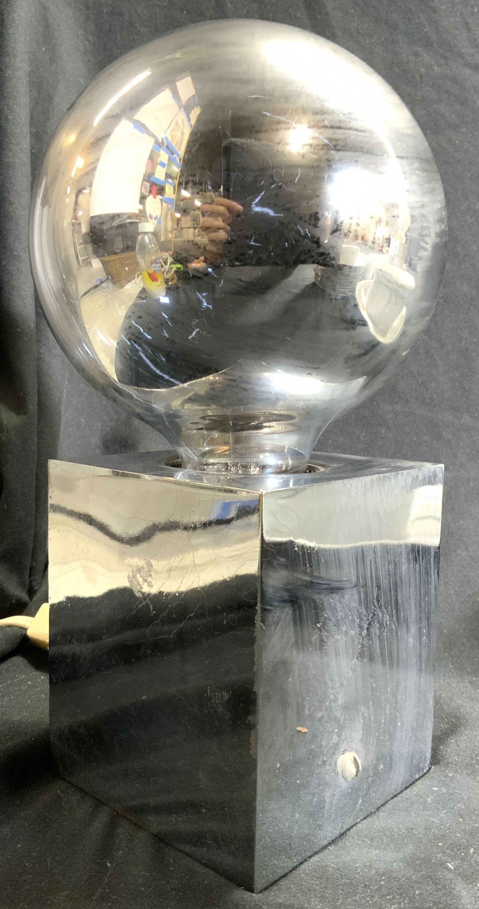 Vintage Chrome Base Orb Bulb Lamp (1 of 6)