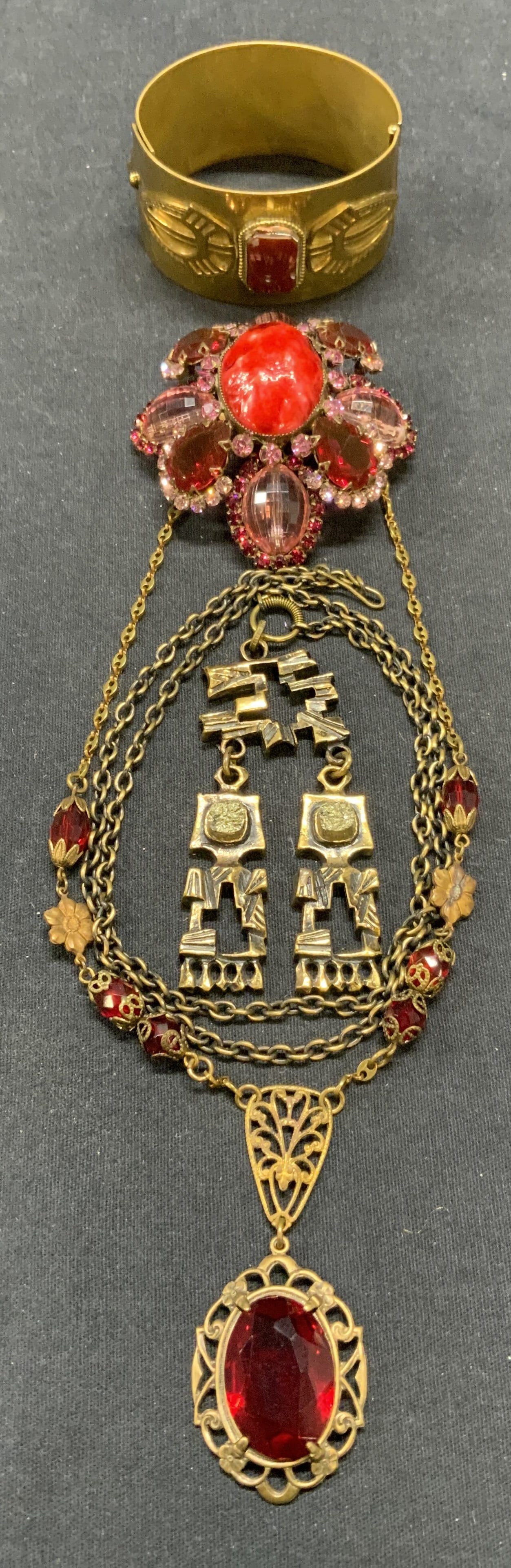 5 XL Red Crystal Cluster Brooch, More (1 of 10)