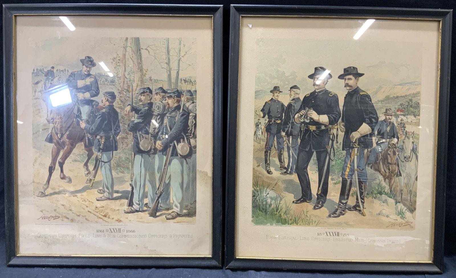 2 Antique Military Art Lithographs (1 of 12)