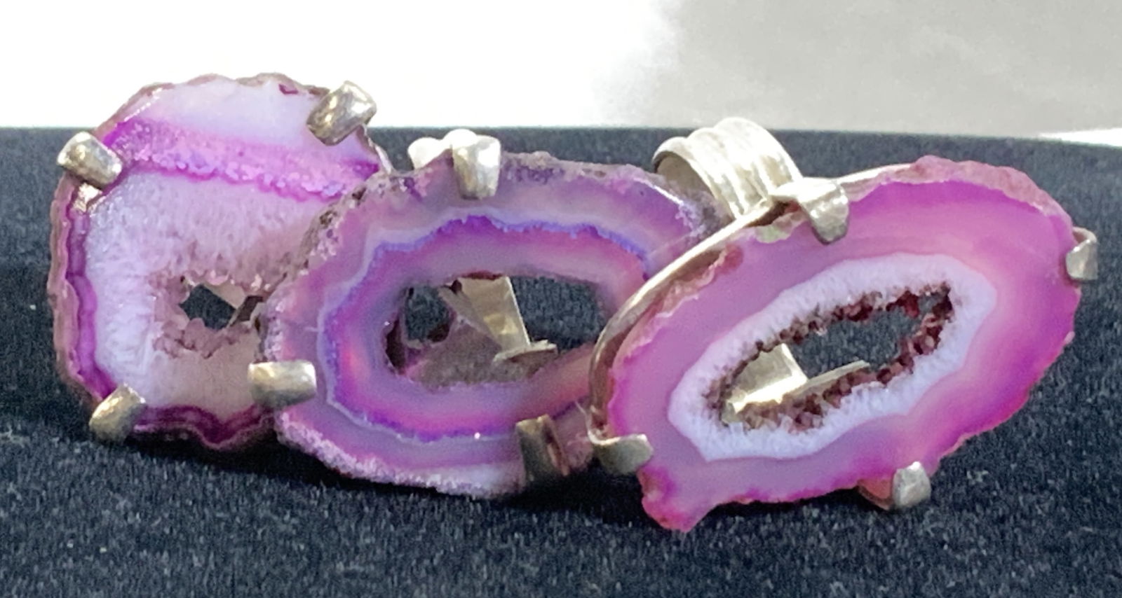 Lot 3 Sterling Silver Geode/ Agate Rings (1 of 7)