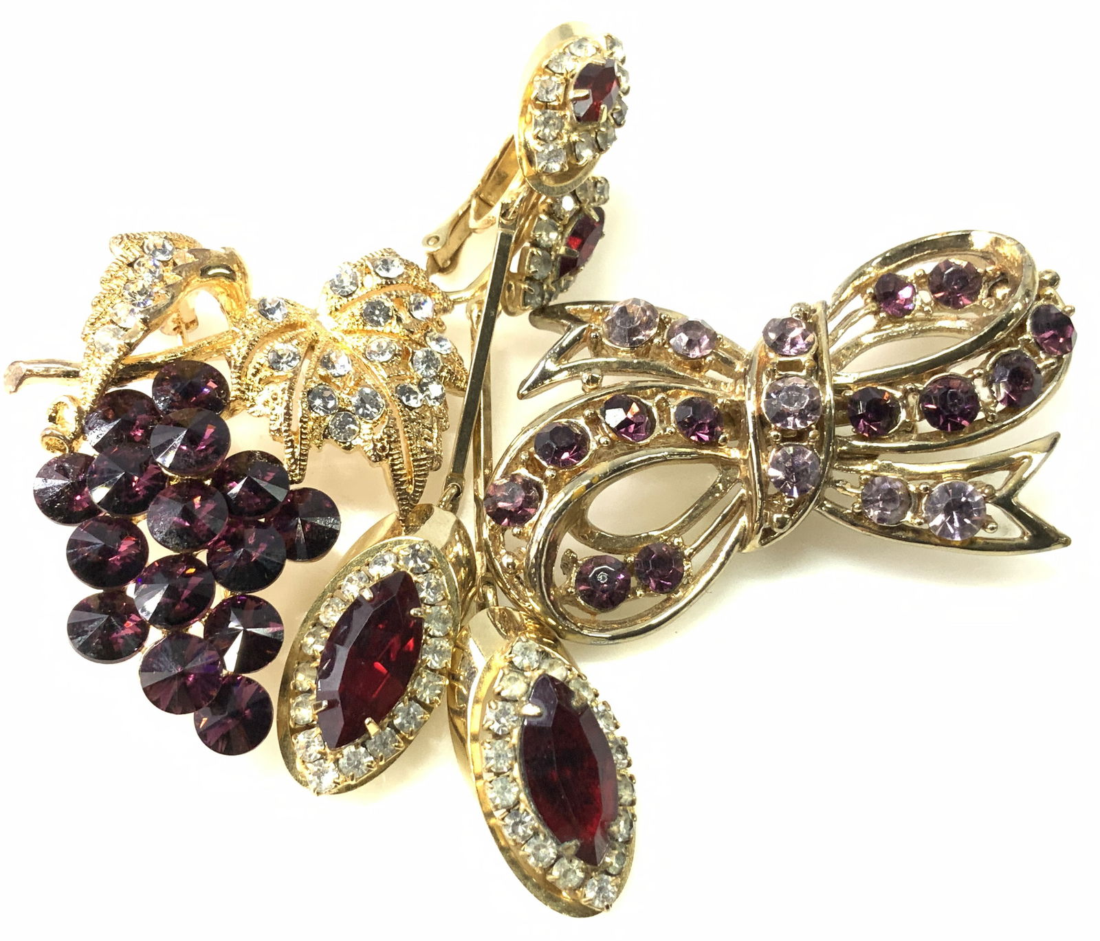 Lot 4 Hattie Carnegie Earrings, Crystal Brooches (1 of 7)