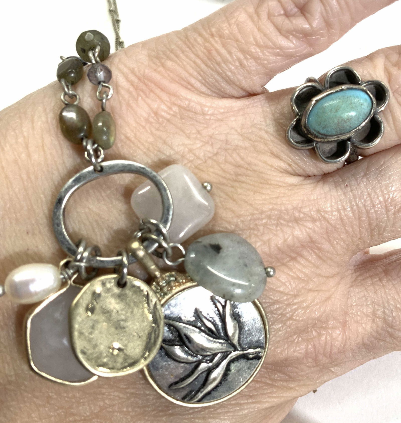 Sterling Silver Ring, Pearl & Quartz Necklace (1 of 6)