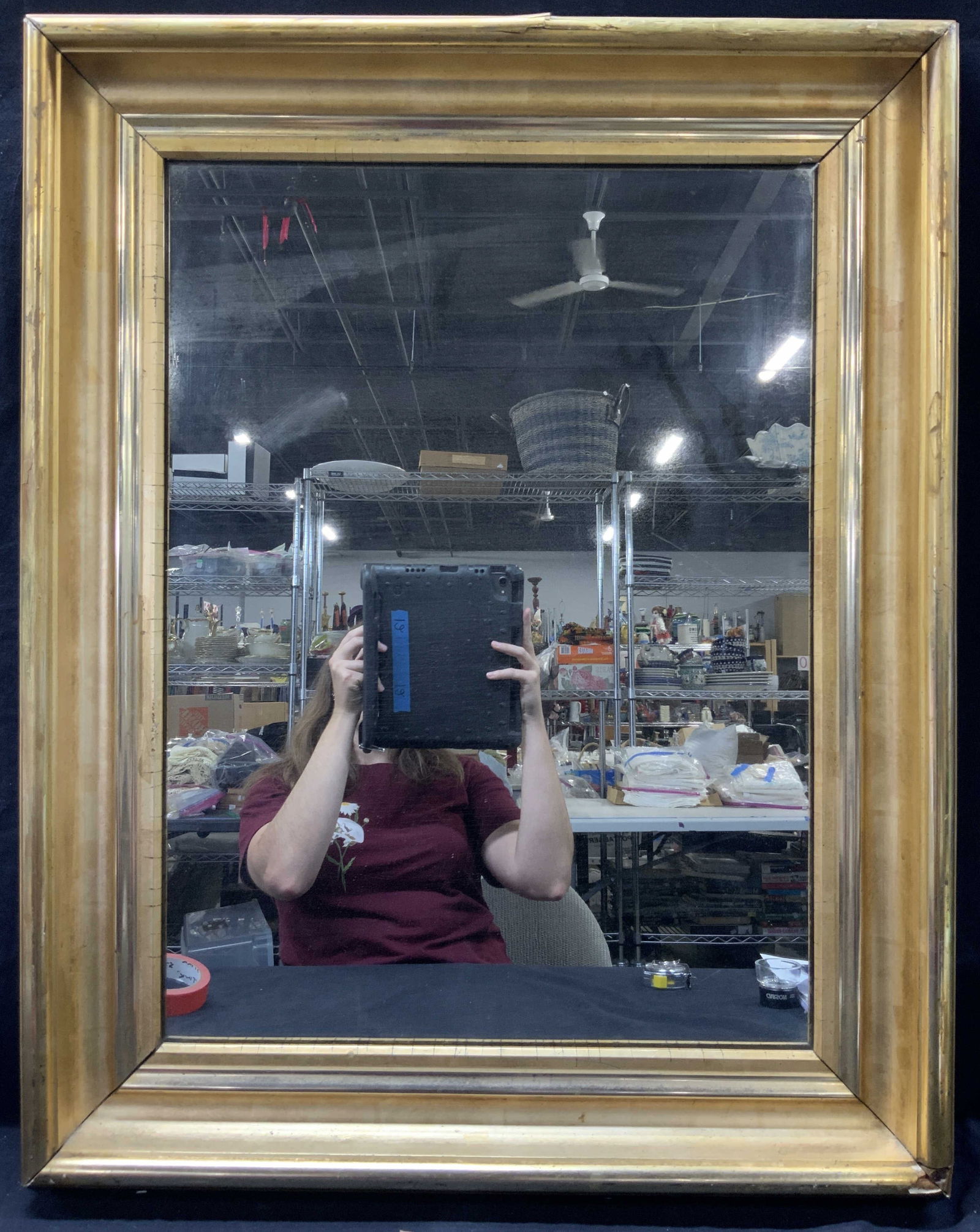 Rectangular Gold Leafed Wooden Wall Mirror (1 of 8)