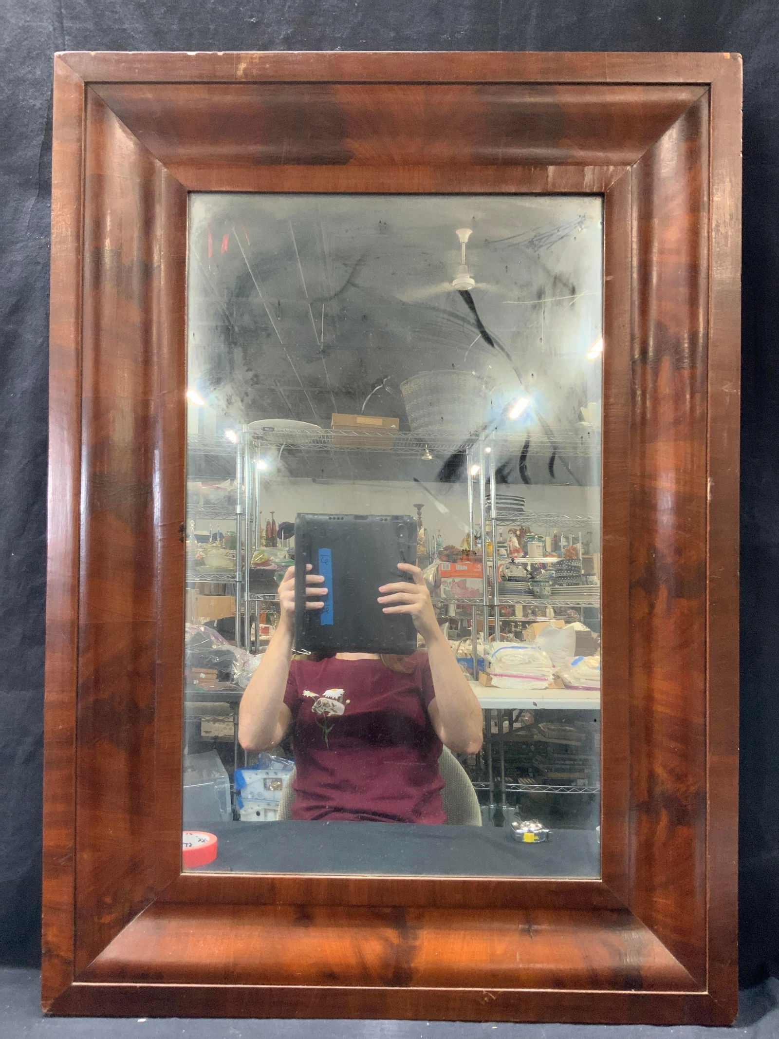 Red Toned Finished Wooden Wall Mirror (1 of 7)