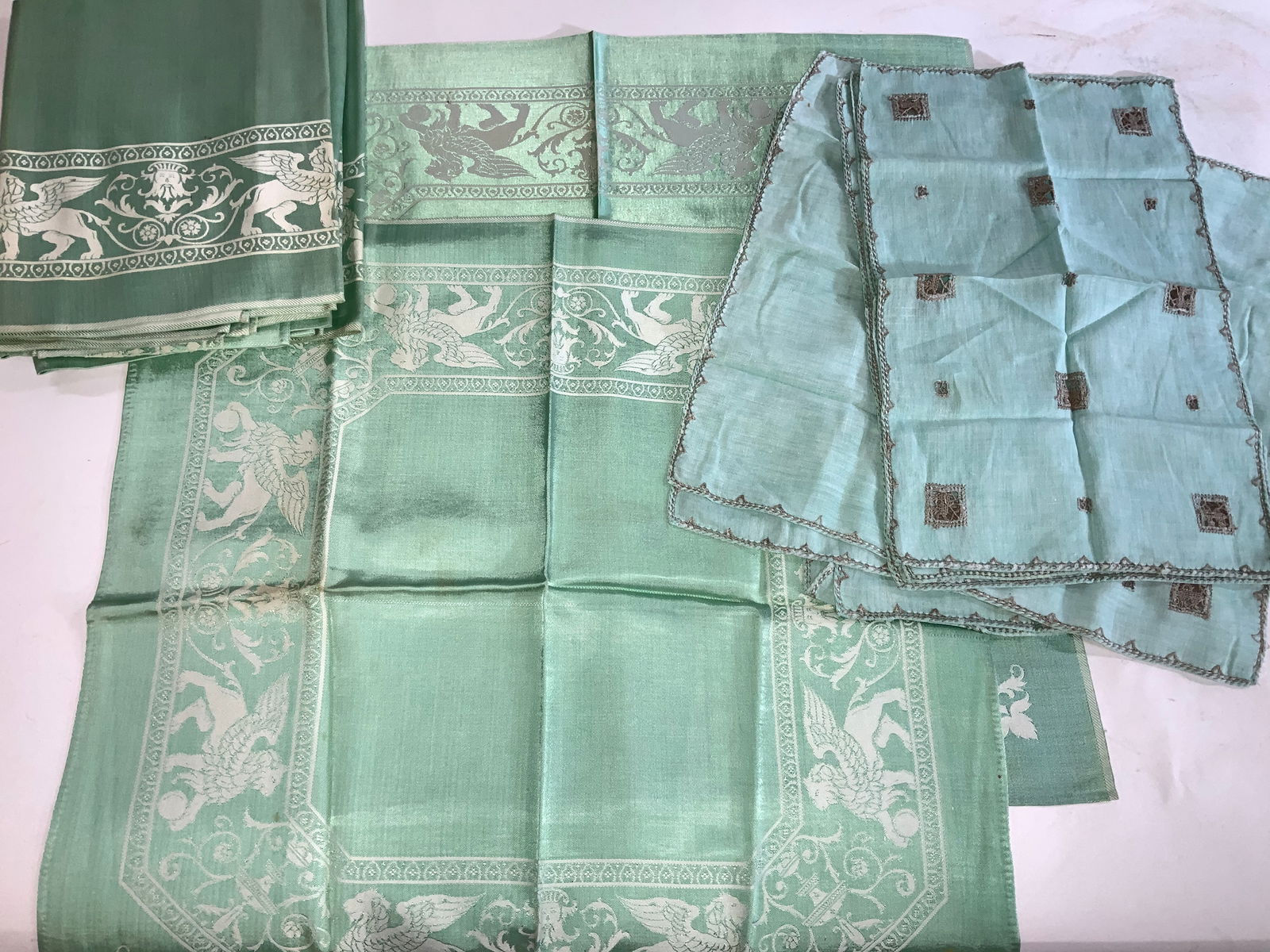Aqua Damask & Linen Napkin Sets, 21 (1 of 10)