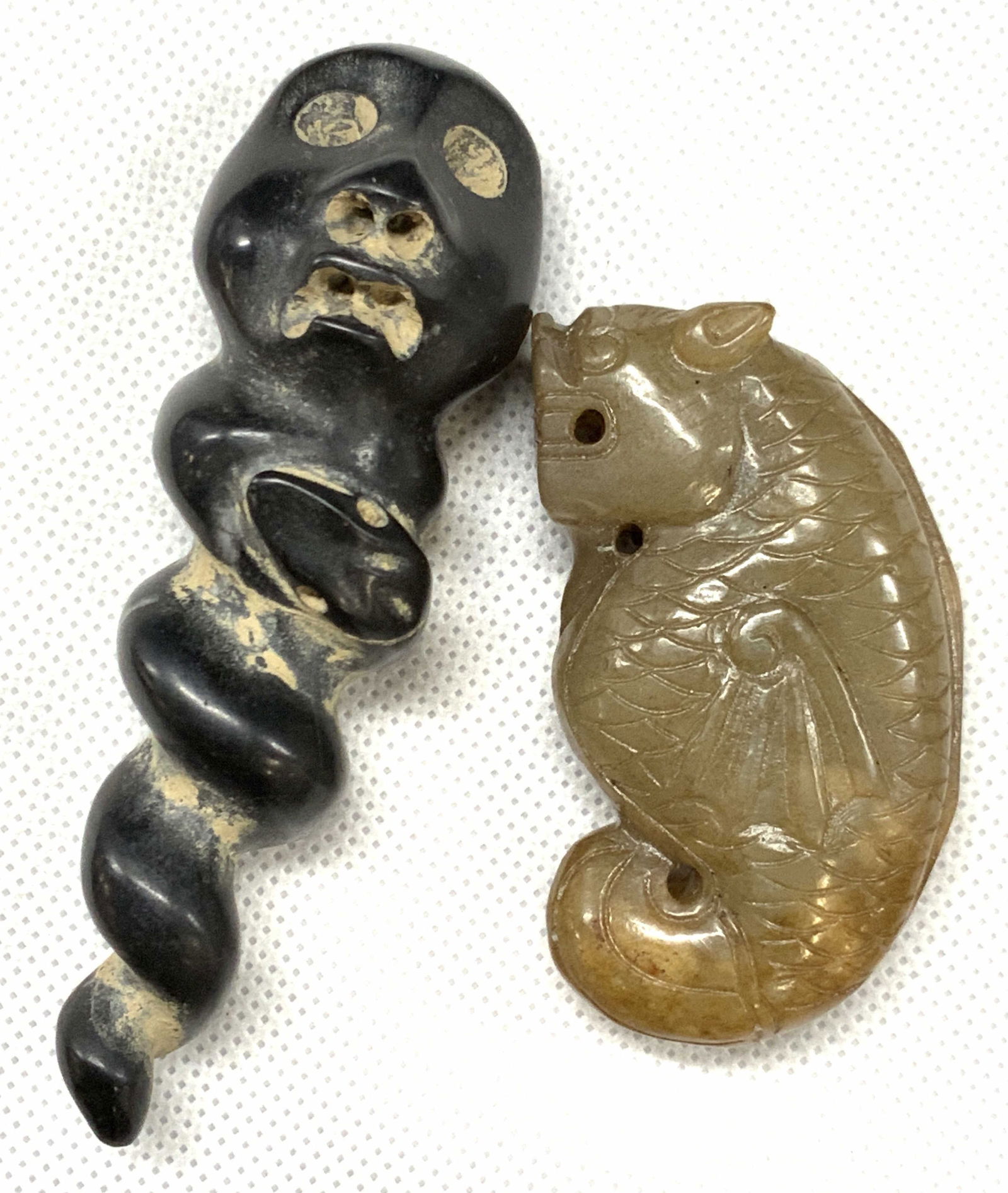 2 Carved Stone Asian & Tribal Style Pendants (1 of 11)