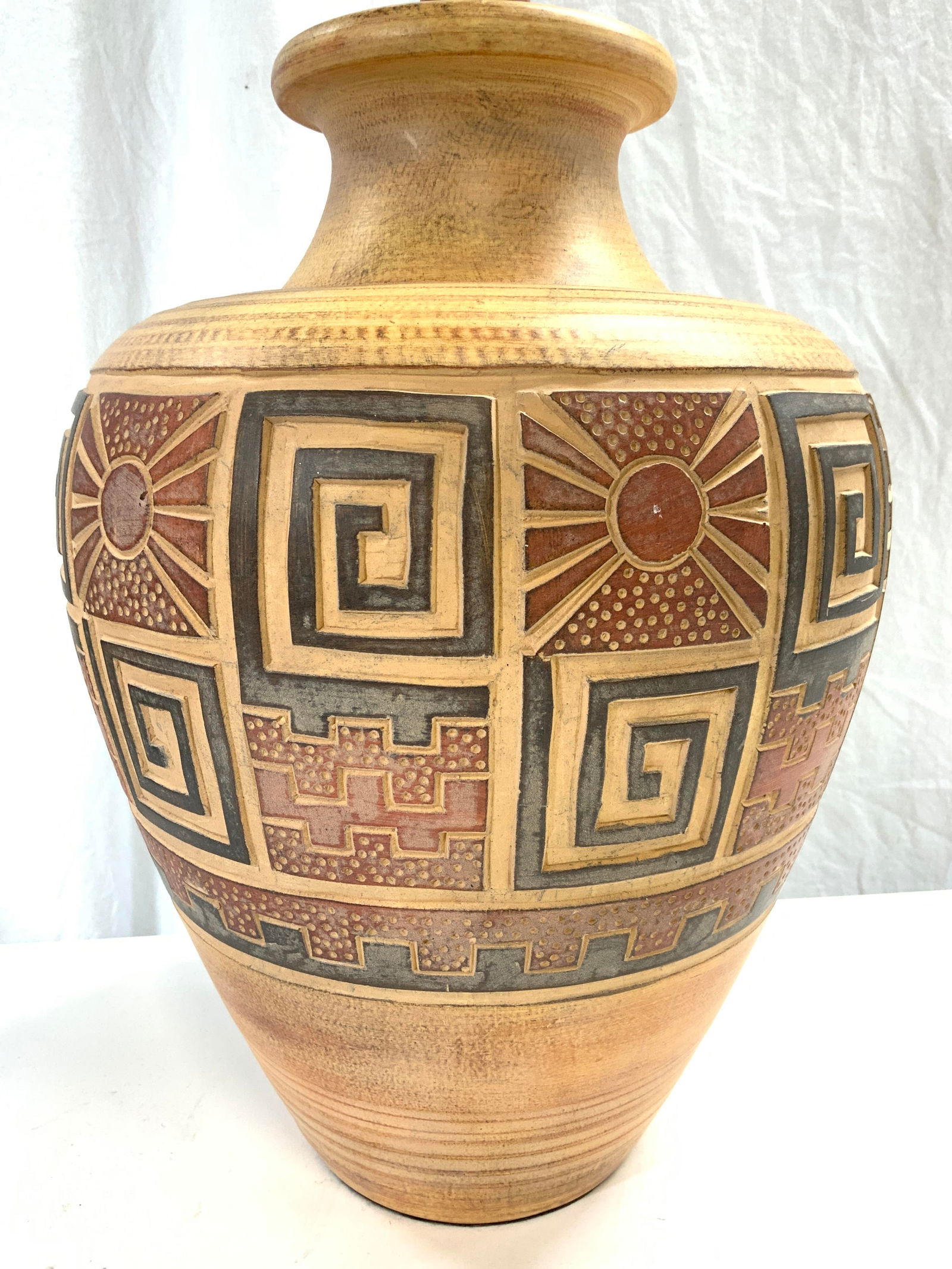 Vintage Ceramic Tribal Style Table Lamp (1 of 7)