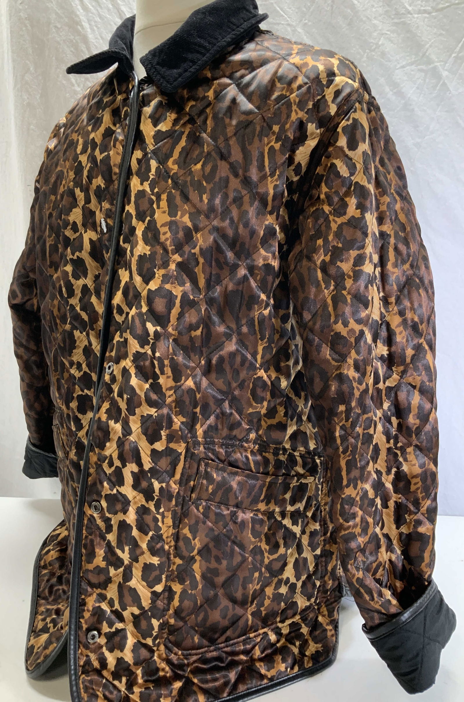 Reversible Quilted Jacket, Black/ Leopard Print (1 of 6)