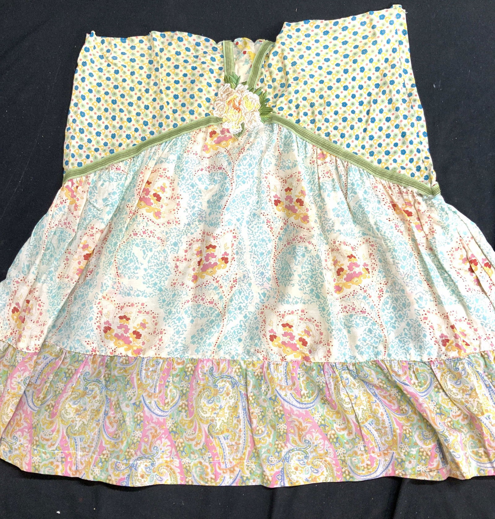 Vintage Multi Print Cotton Unfinished Dress (1 of 6)