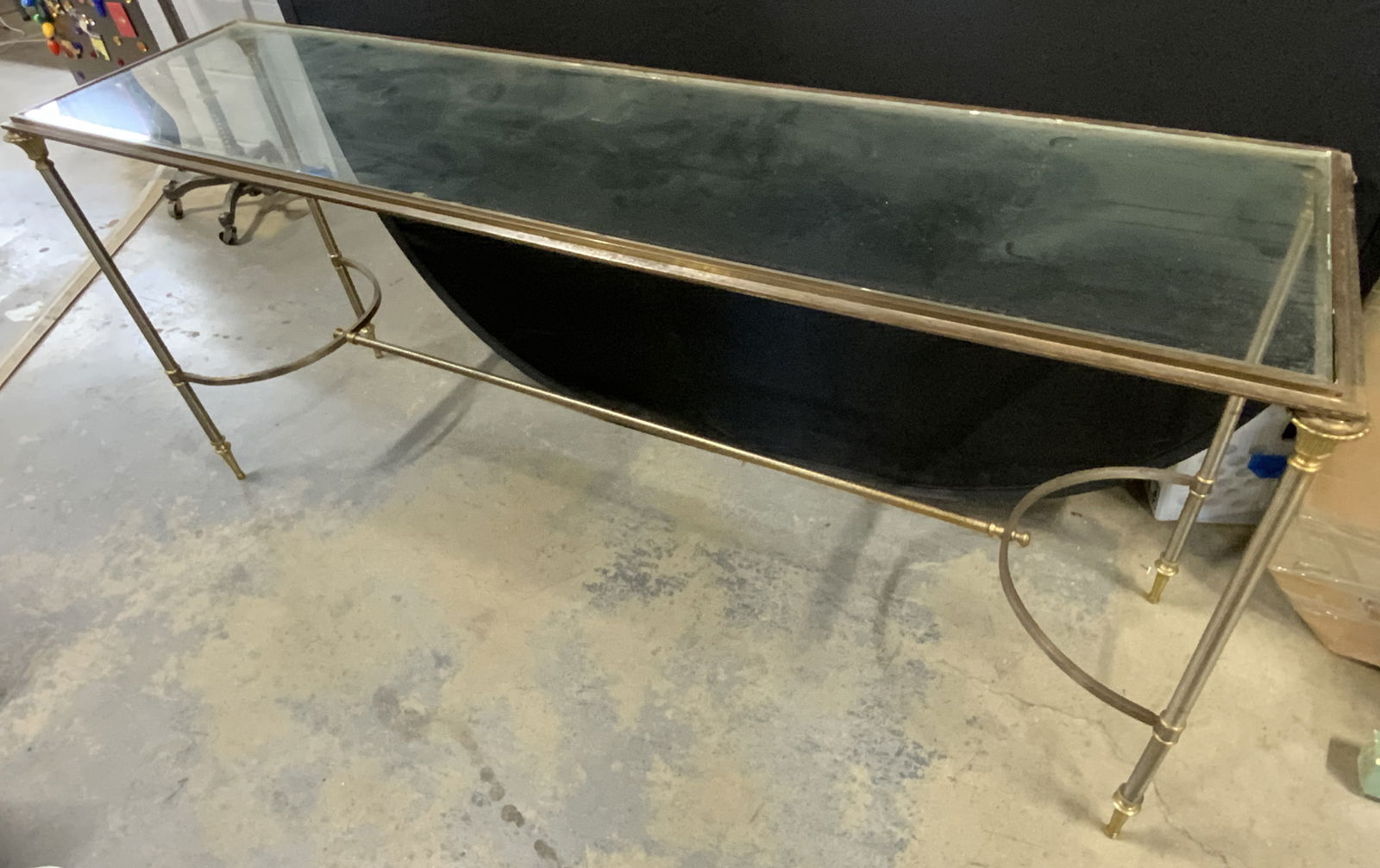 Vintage Glass Topped Metal Frame Console Table (1 of 12)