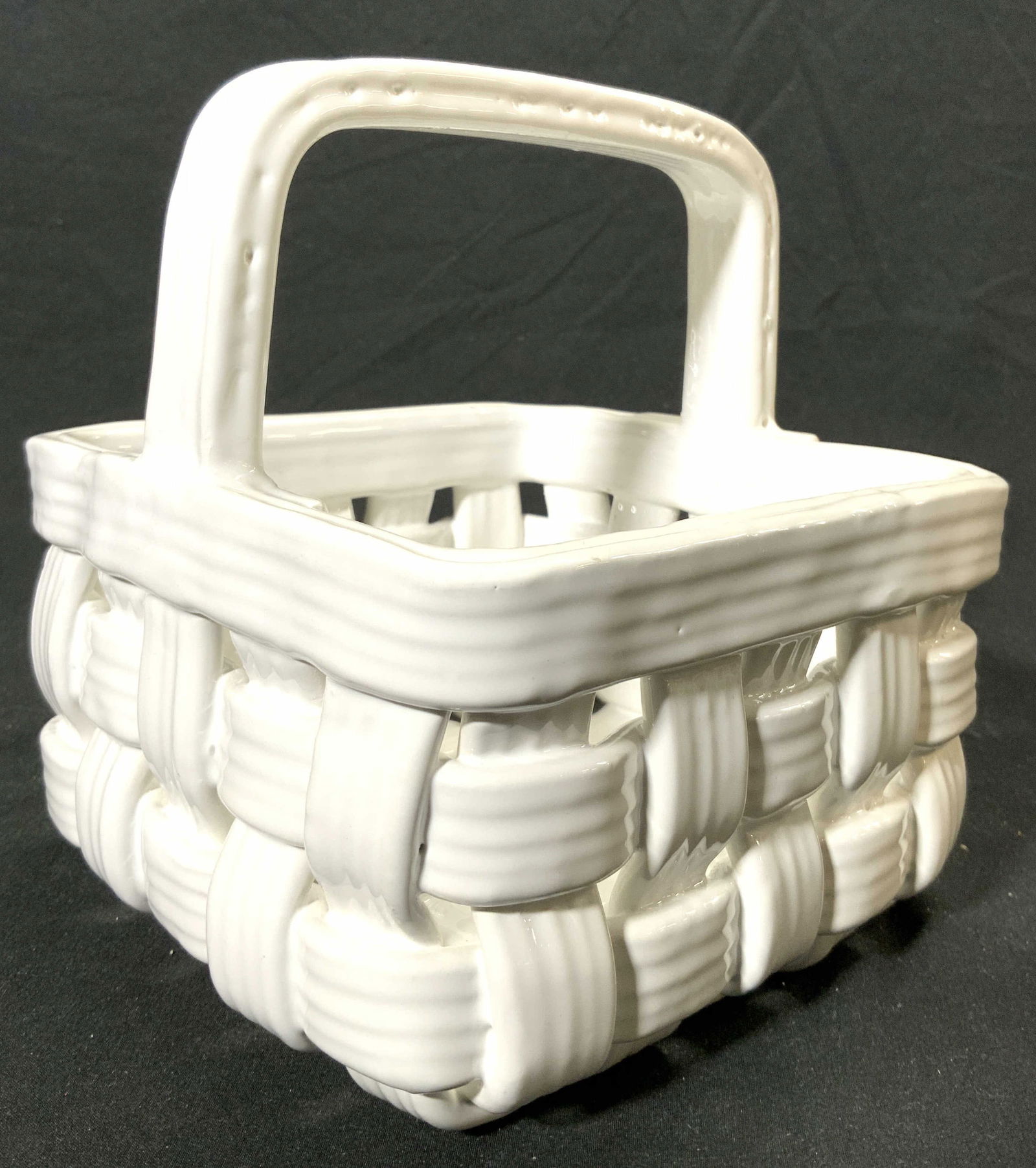 Vintage Porcelain Basket White Tabletop Decor (1 of 7)