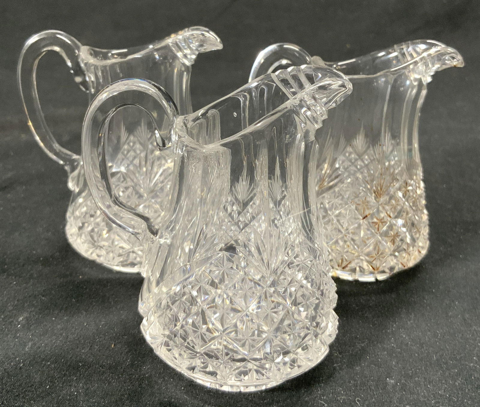 Lot 3 Cut Crystal Creamer Pourers Pitchers (1 of 6)