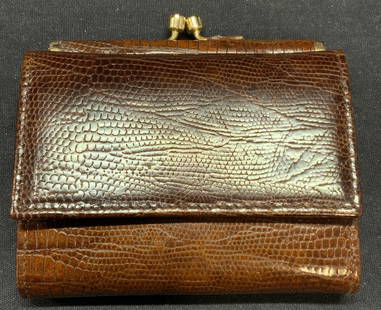 Sold at Auction: SAFARI GENUINE OSTRICH BROWN LEATHER WALLET