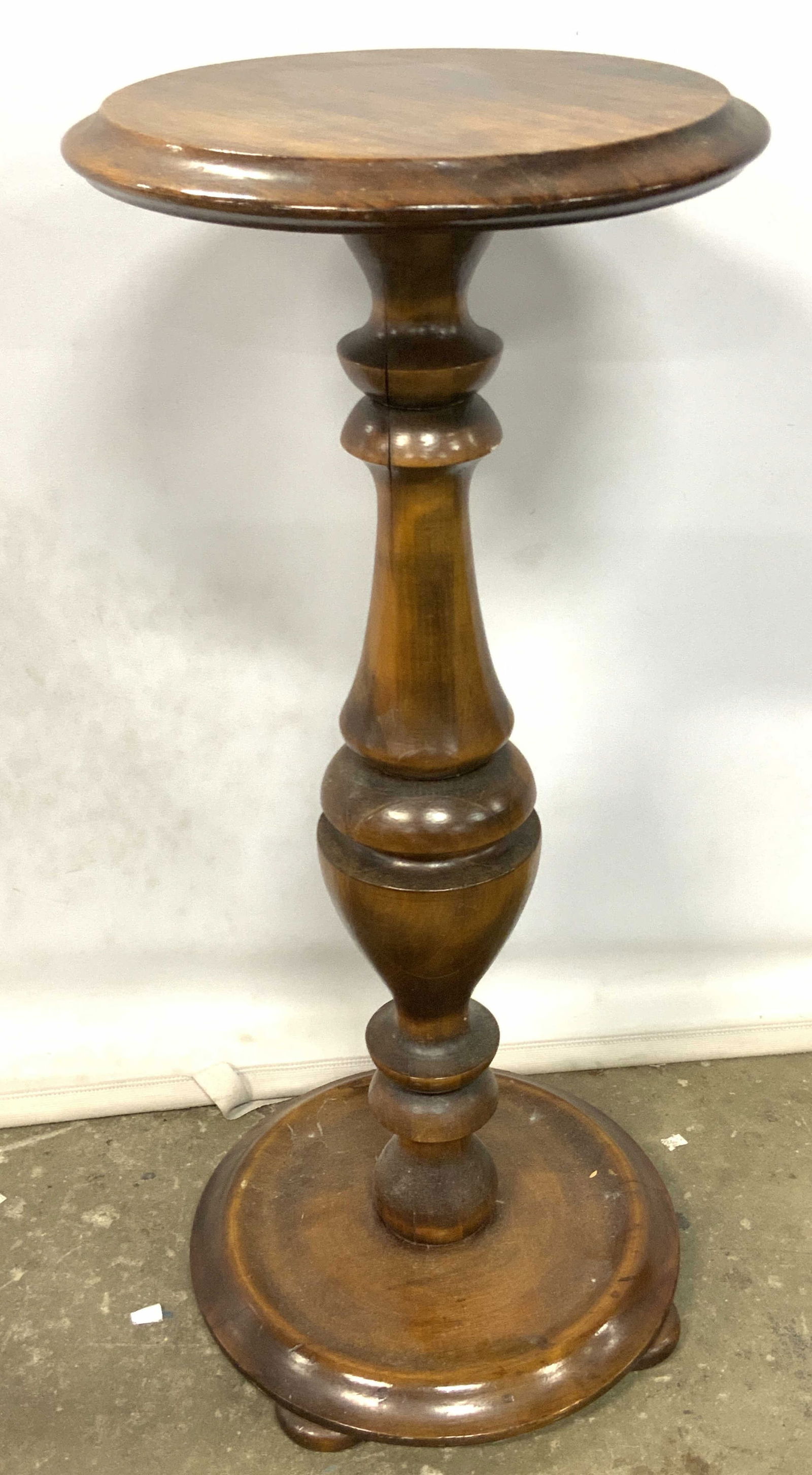 Vntg Carved Wood Pedestal Side Table / Plant Stand (1 of 8)